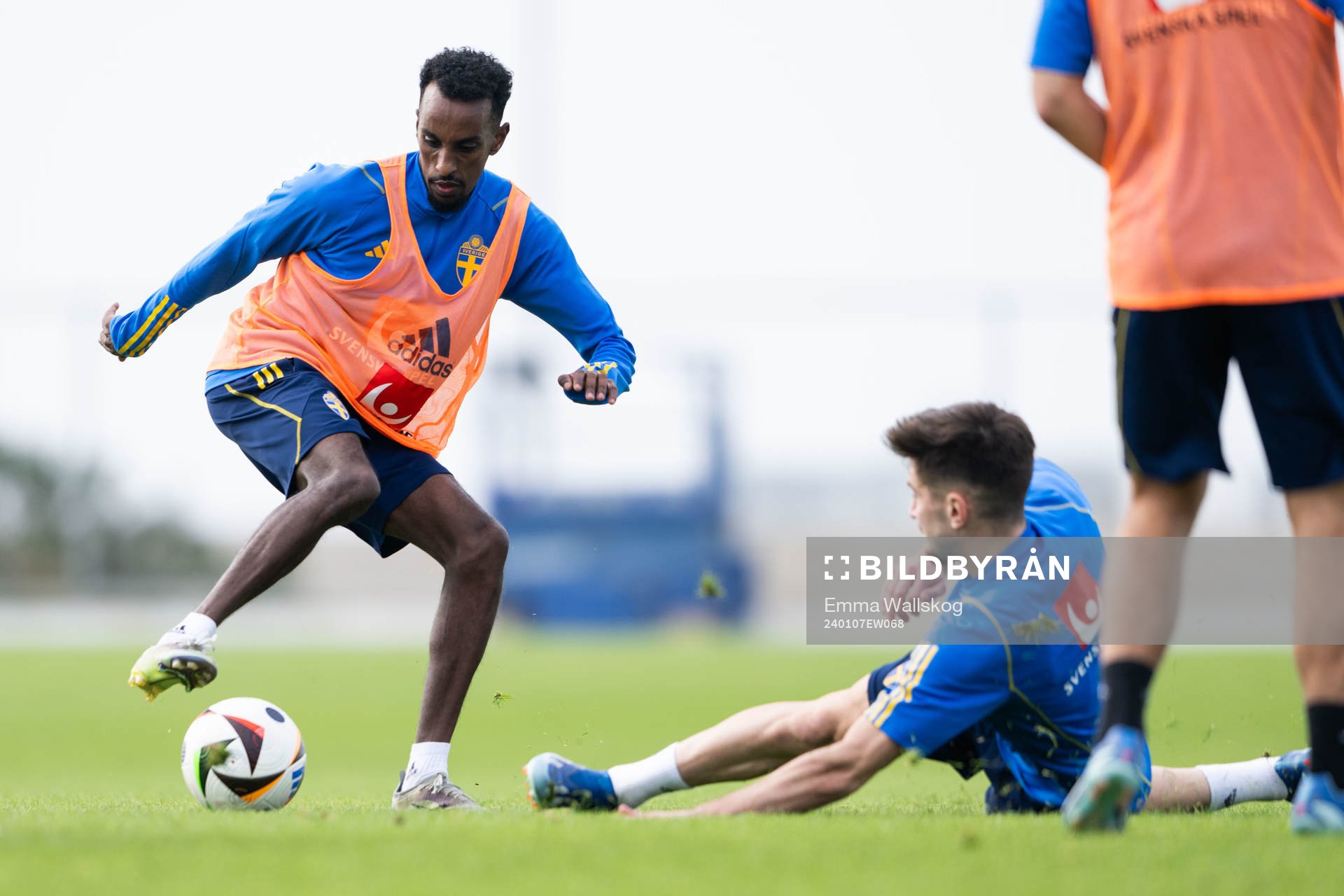 Taha Ali and Armin Gigovic of the Swedish men's football national team at a training session on January 7, 2024 in Paphos. 