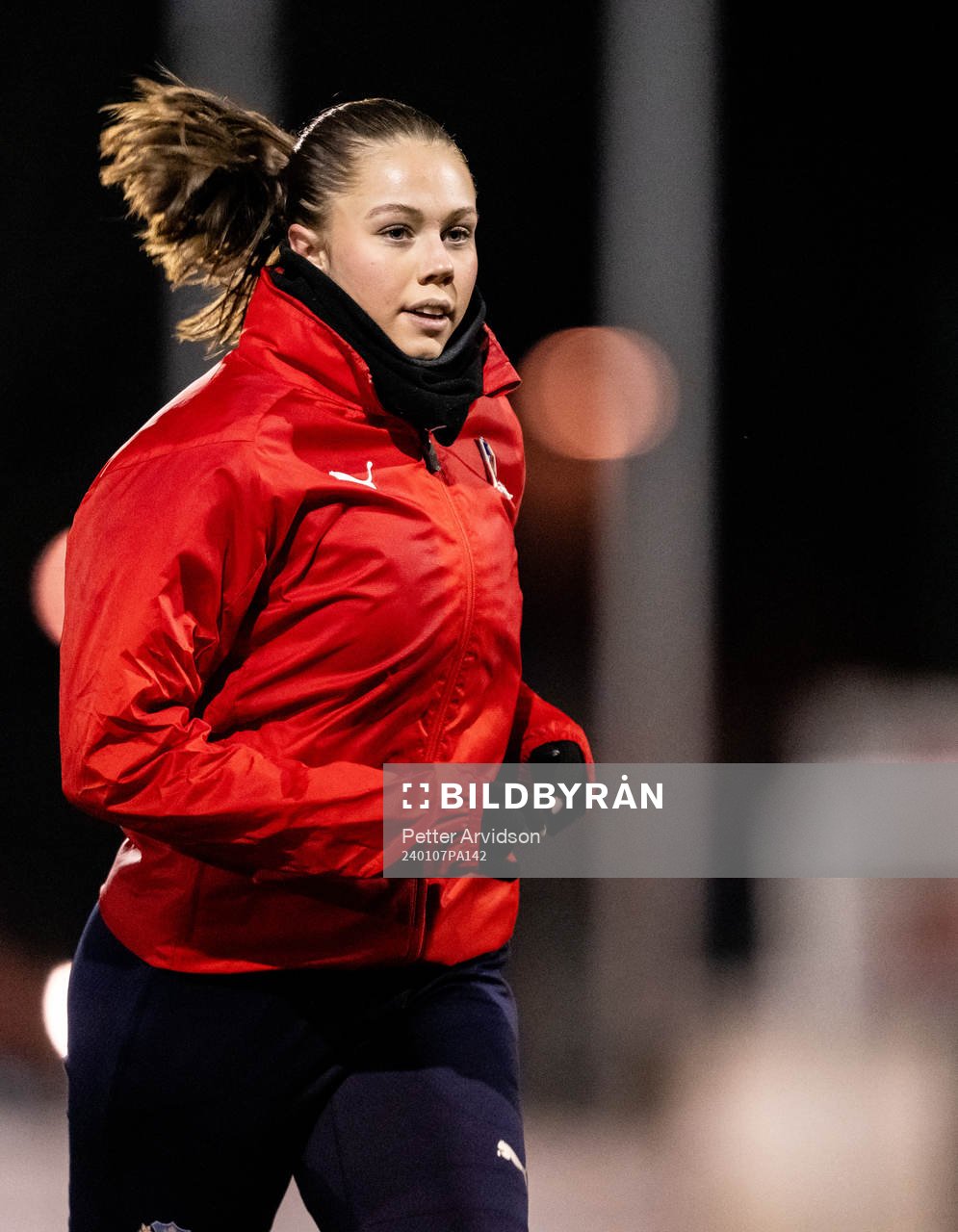 Rebecka Winroth under en gemensam fotbollsträning med Helsingborgs herr och damlag den 7 januari 2024 i Helsingborg. 
