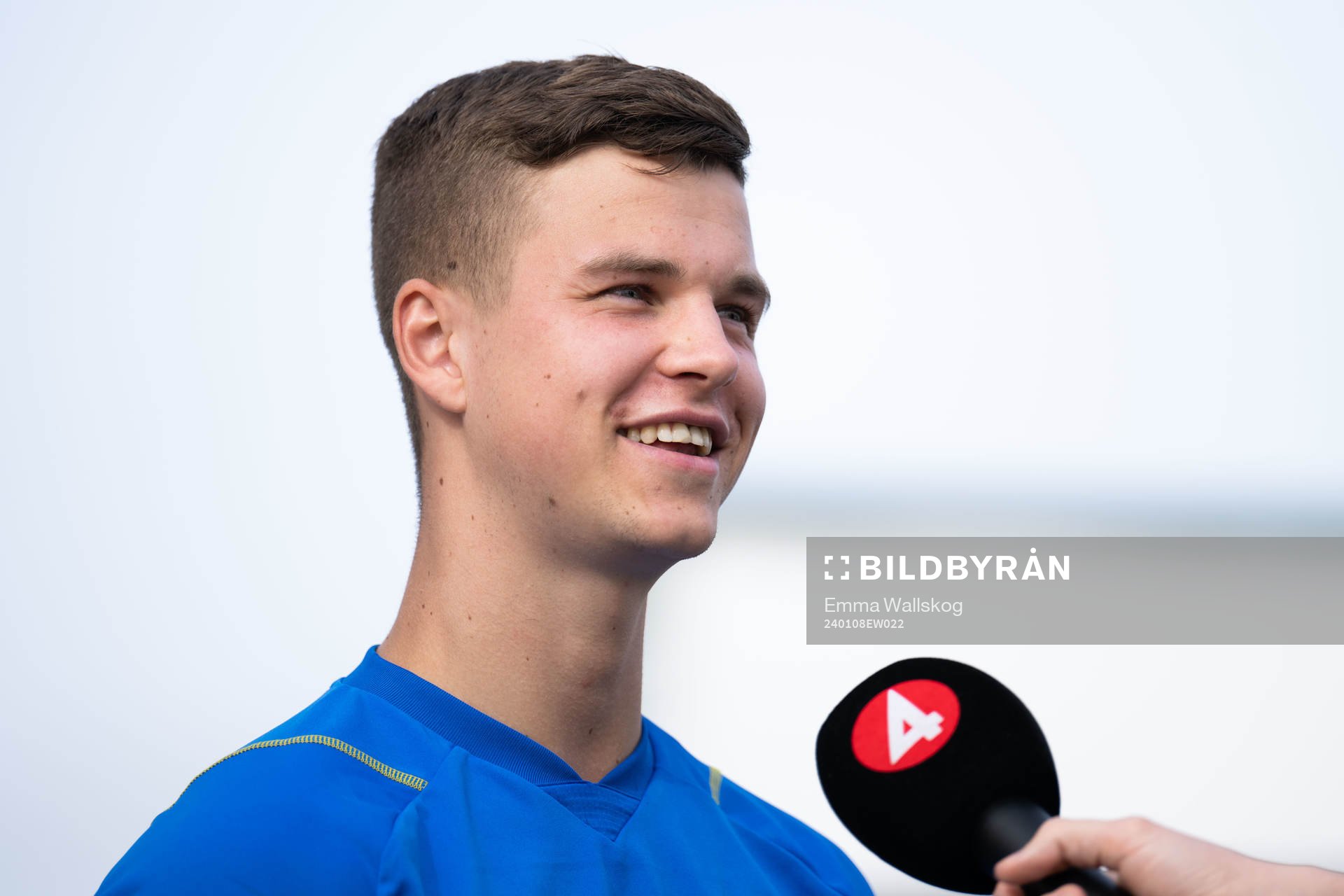 Samuel Dahl of the Swedish men's football national team in mixed zone after a training session on January 8, 2024 in Paphos. 