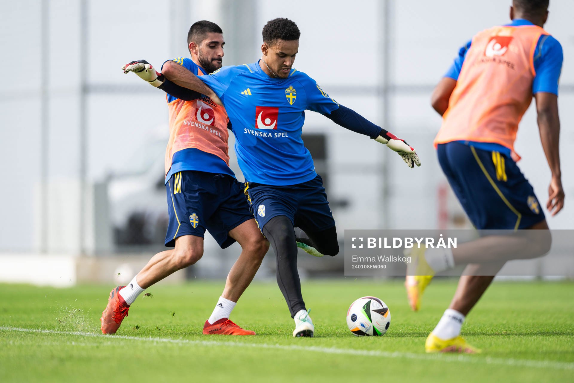 Rami Al Hajj and goalkeeper Oliver Dovin of the Swedish