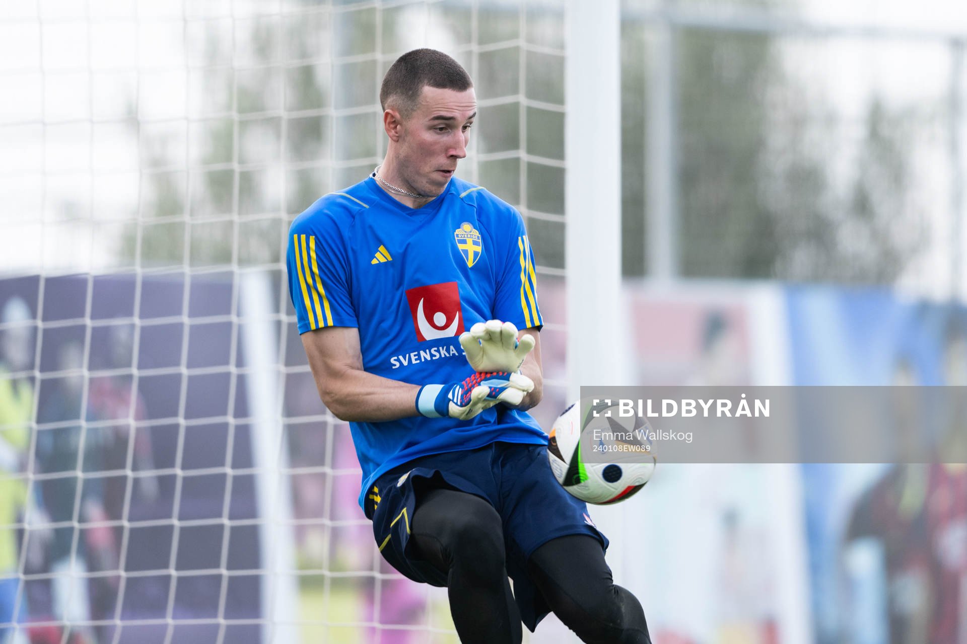 Goalkeeper Samuel Brolin of the Swedish men's football