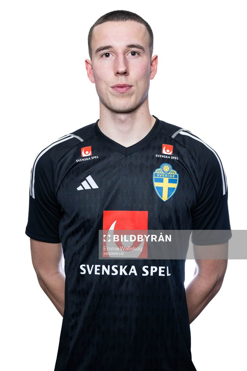 Goalkeeper Samuel Brolin of the Swedish men's football