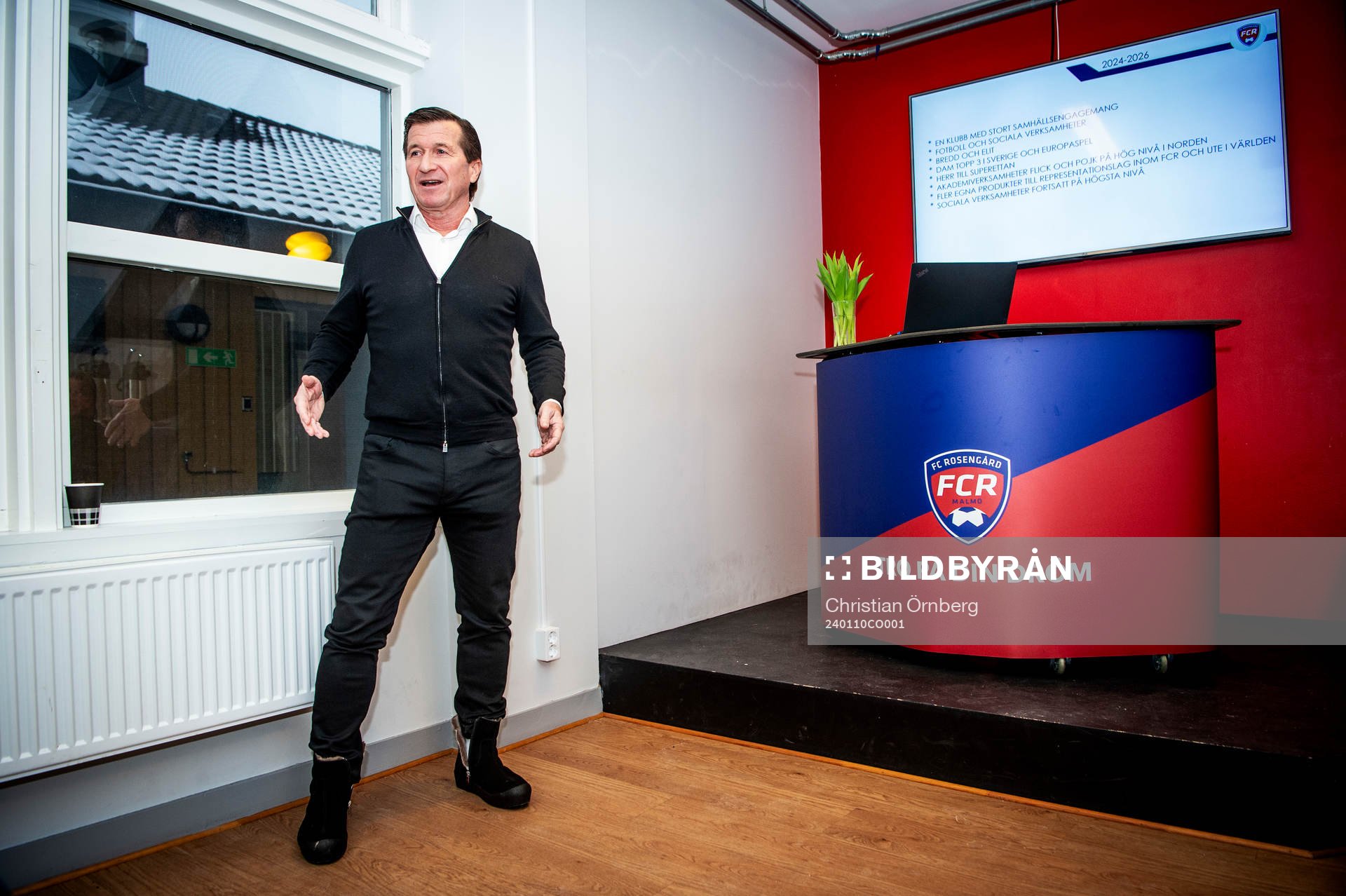 Styrelseordförande FC Rosengård, Håkan Wifvesson under en presskonferens med FC Rosengård den 10 januari 2024 i Malmö. 