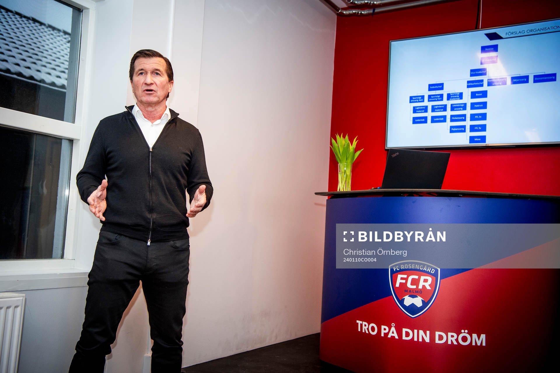 Styrelseordförande FC Rosengård, Håkan Wifvesson under en presskonferens med FC Rosengård den 10 januari 2024 i Malmö. 