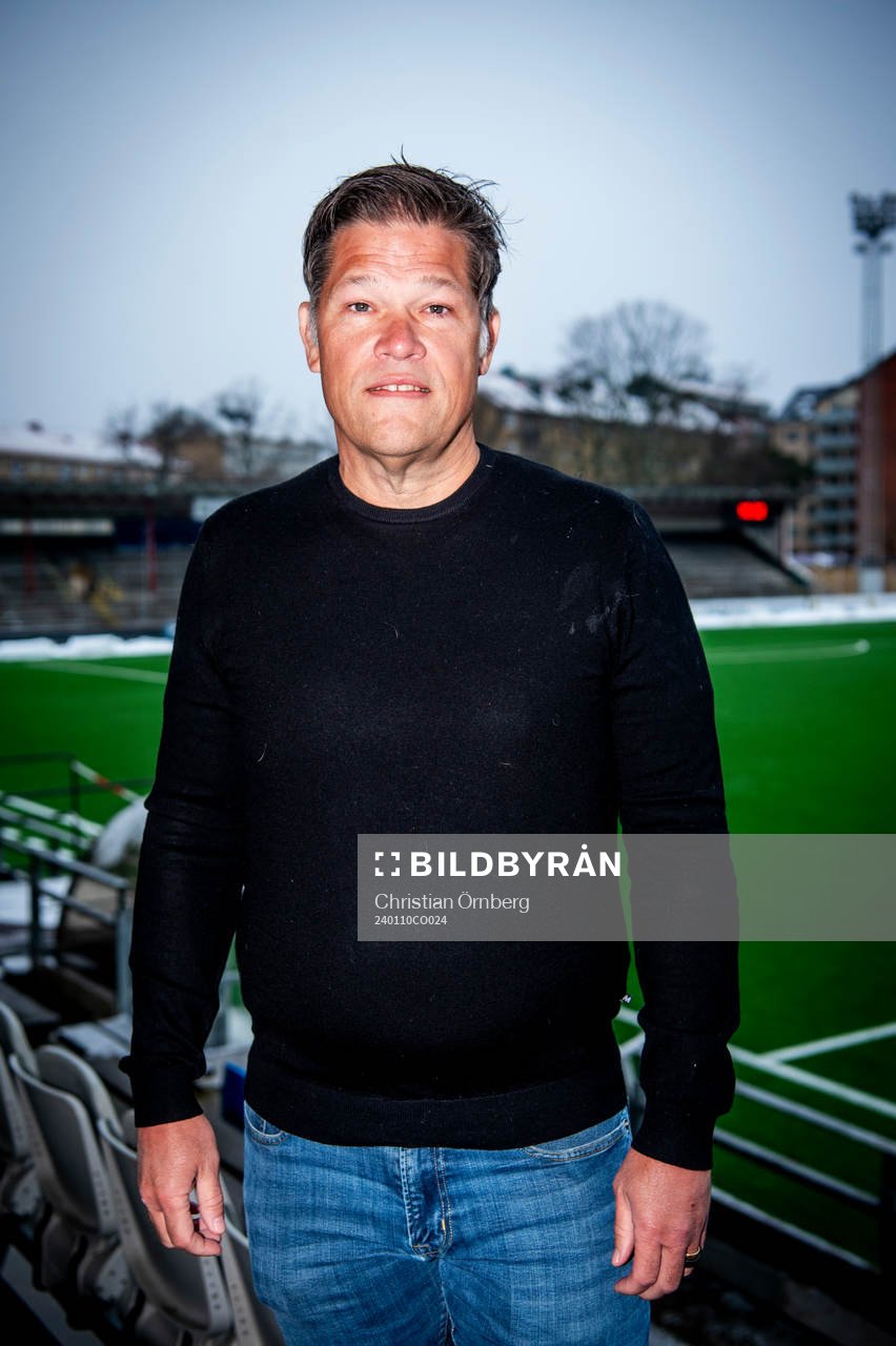 TF Klubbchef Johan Glennmo under en presskonferens med FC Rosengård den 10 januari 2024 i Malmö. 