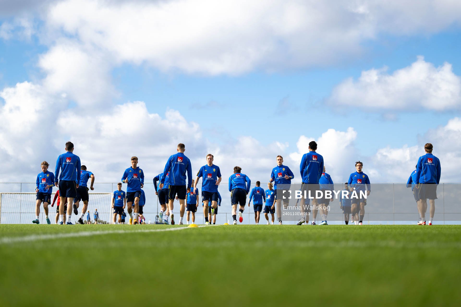 Oscar Pettersson, Samuel Leach Holm, Adam Carlén, Jesper Tolinsson and Kevin Ackermann of the Swedish men's football national team at a training session on January 10, 2024 in Paphos.