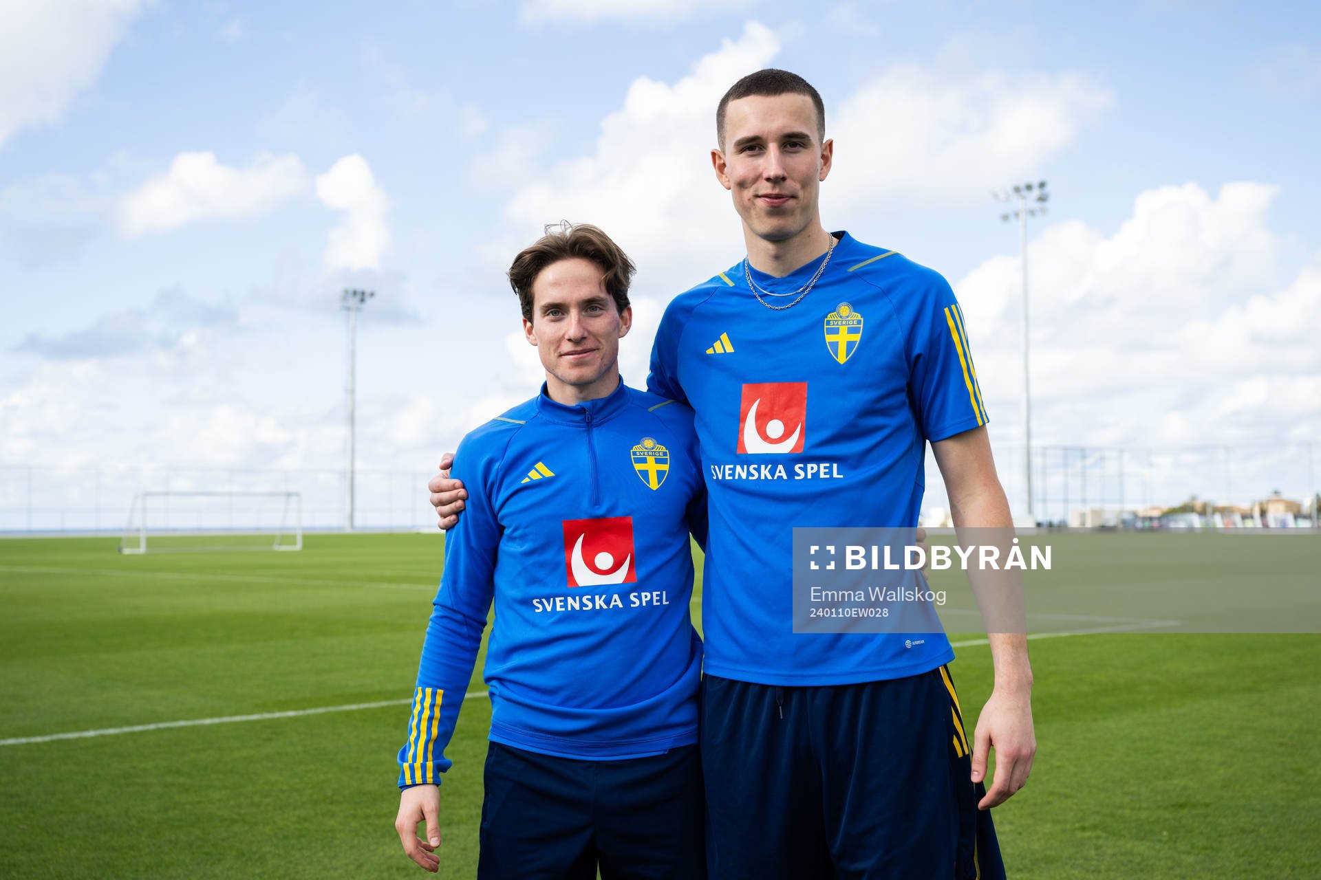 Johan Karlsson and goalkeeper Samuel Brolin of the Swedish