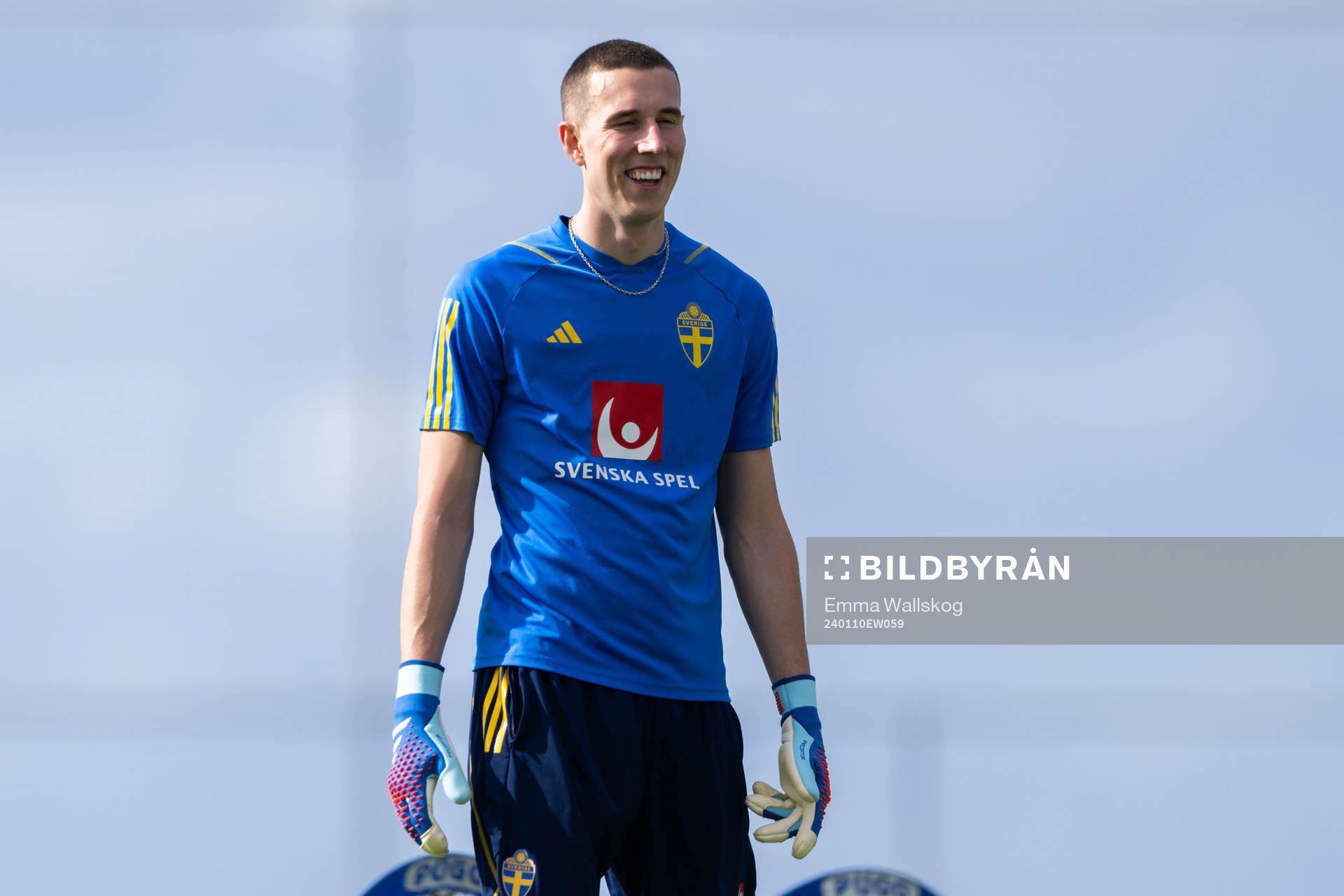 Goalkeeper Samuel Brolin of the Swedish men's football