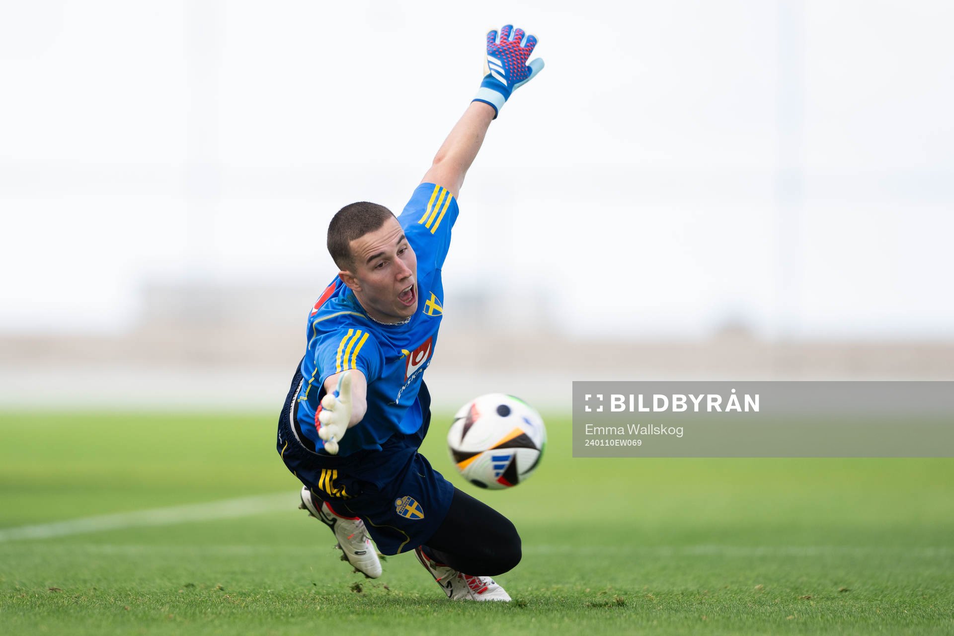 Goalkeeper Samuel Brolin of the Swedish men's football