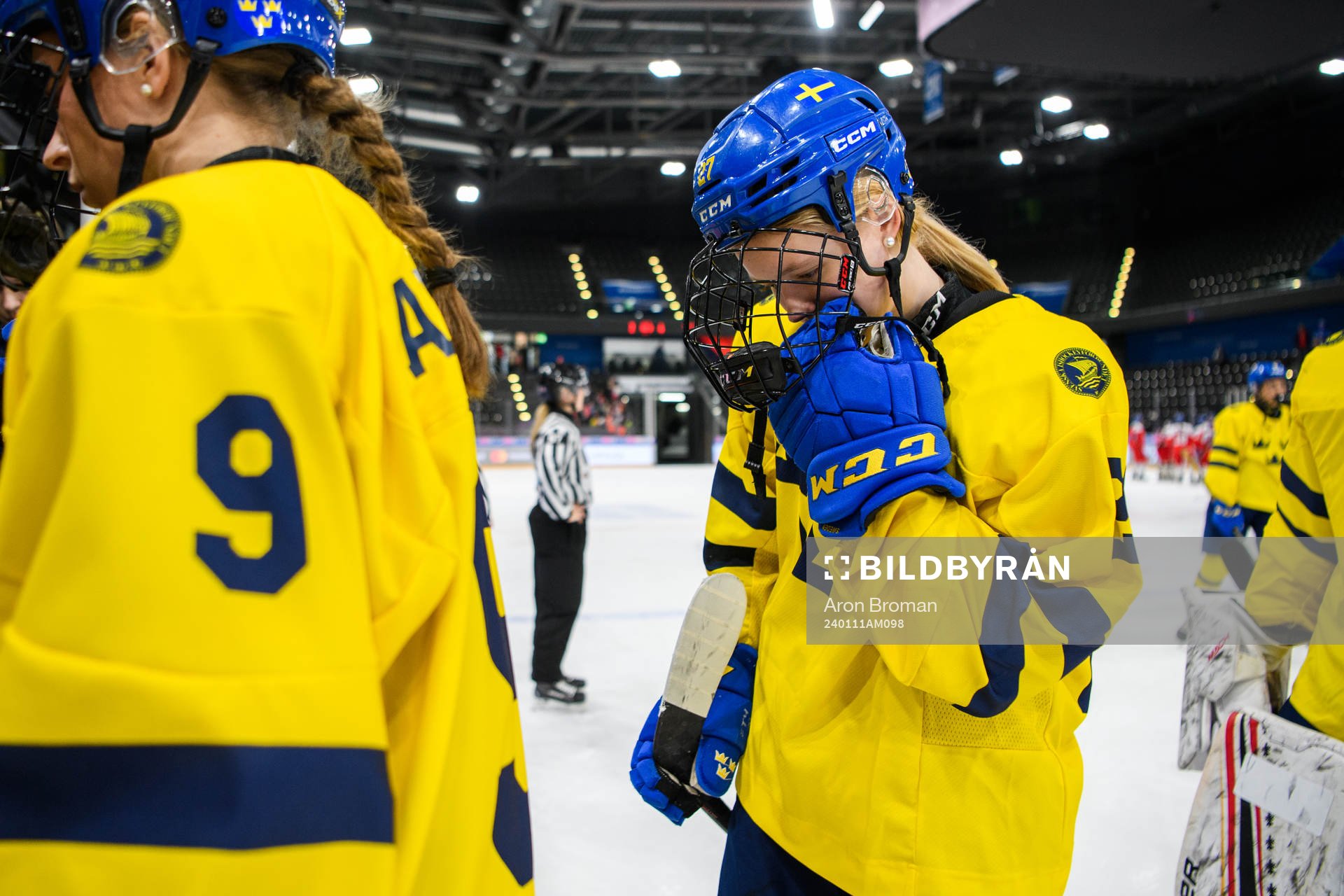 Anna Brenkle of Sweden looks dejected