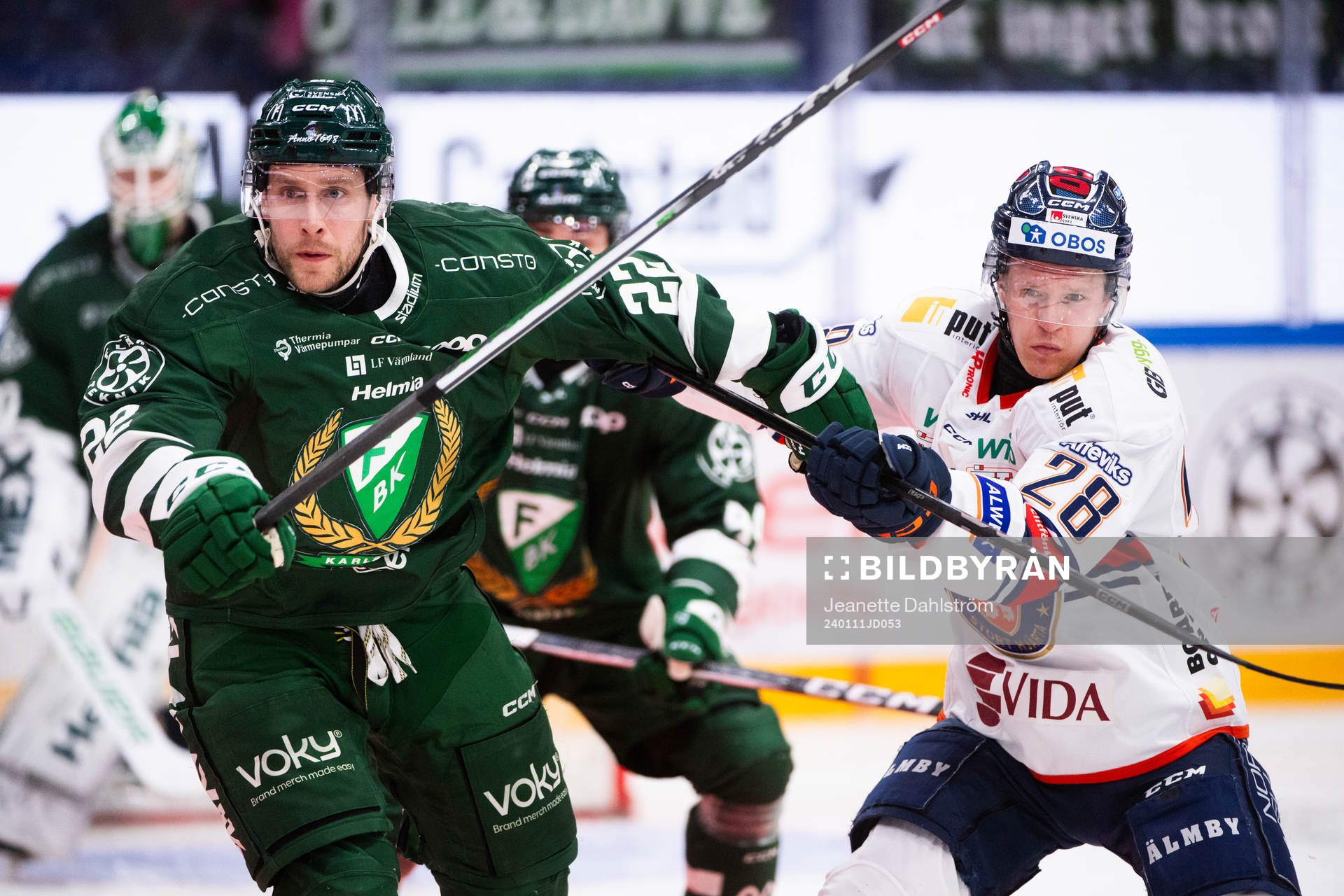 Färjestads Per Åslund och Växjös Hugo Gustafsson