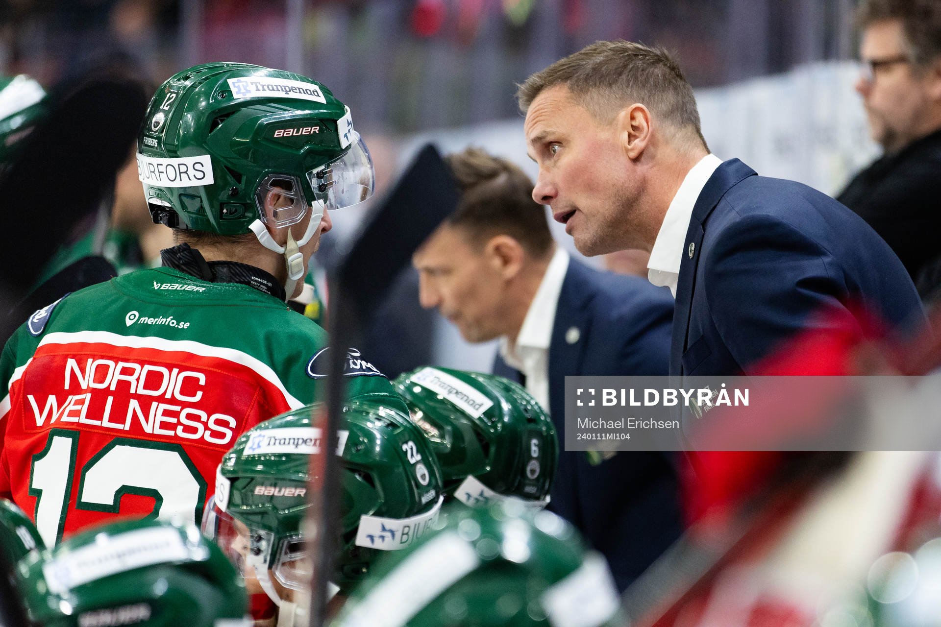 Frölundas Max Friberg och tränare Roger Rönnberg