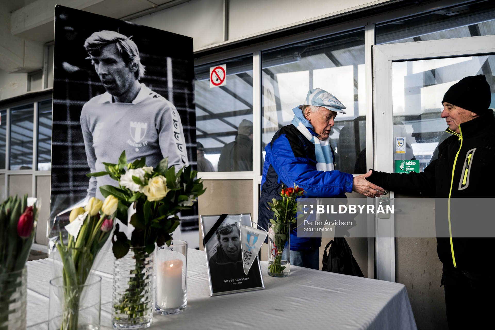 Minnesceremoni för Bosse Larsson på Malmö Stadion