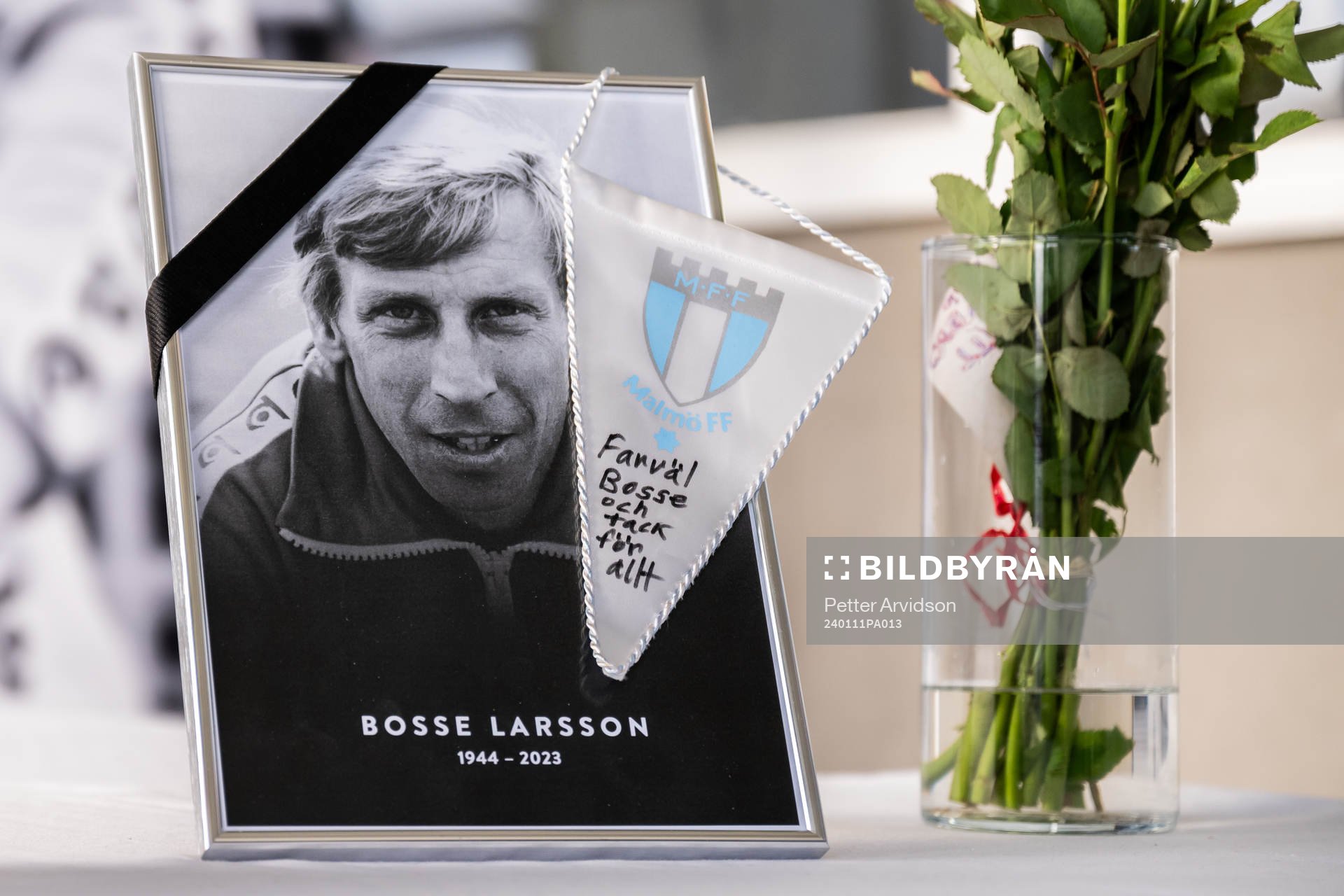 Minnesceremoni för Bosse Larsson på Malmö Stadion