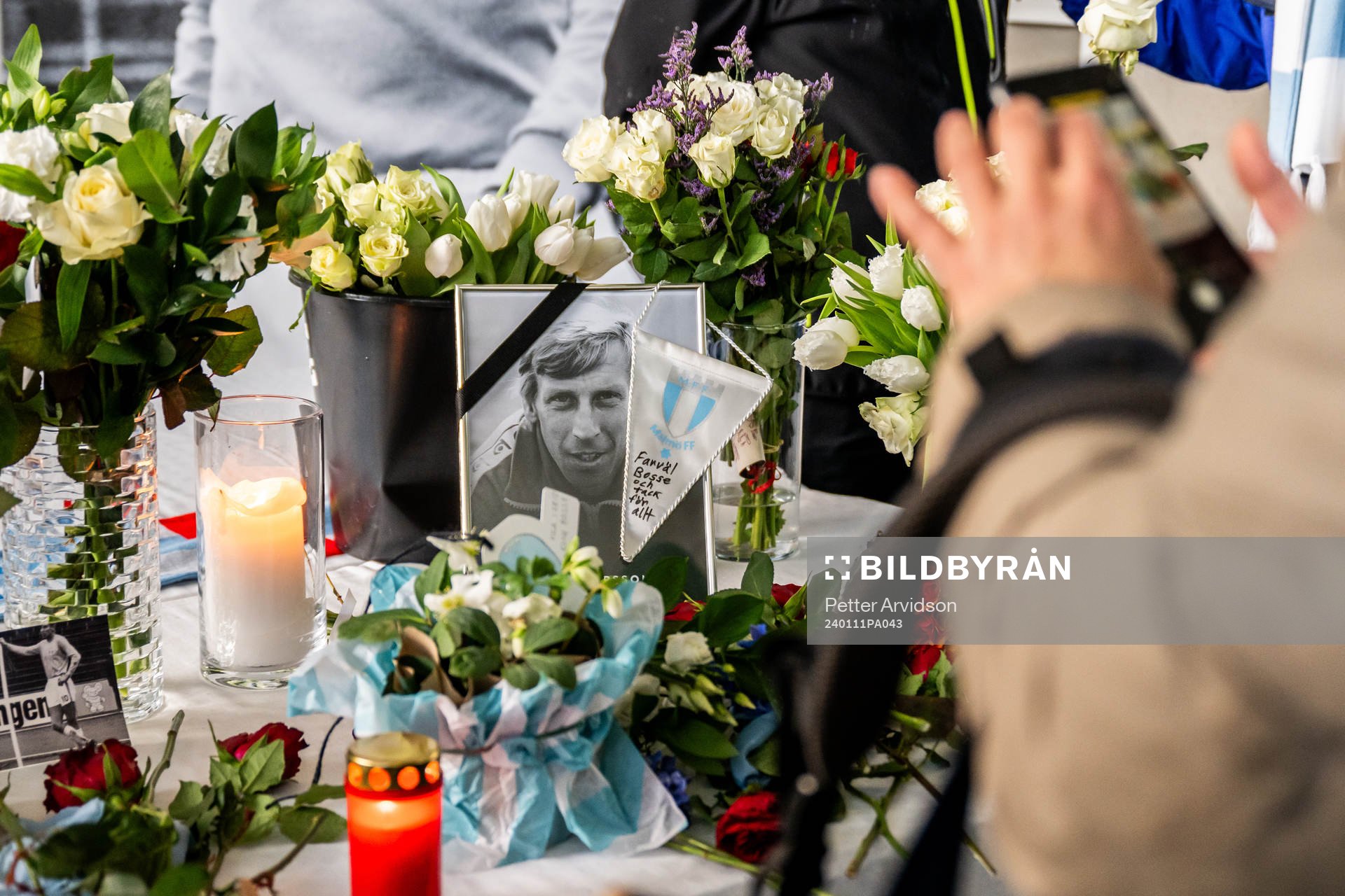 Minnesceremoni för Bosse Larsson på Malmö Stadion