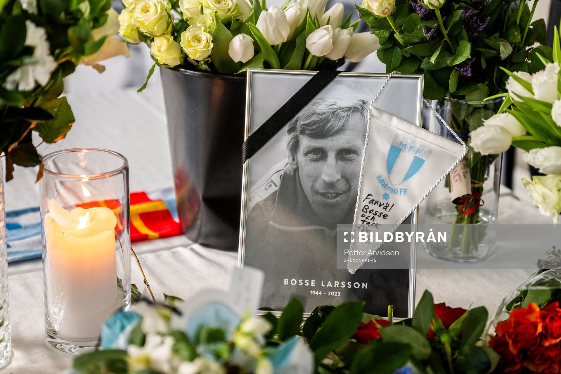 Minnesceremoni för Bosse Larsson på Malmö Stadion
