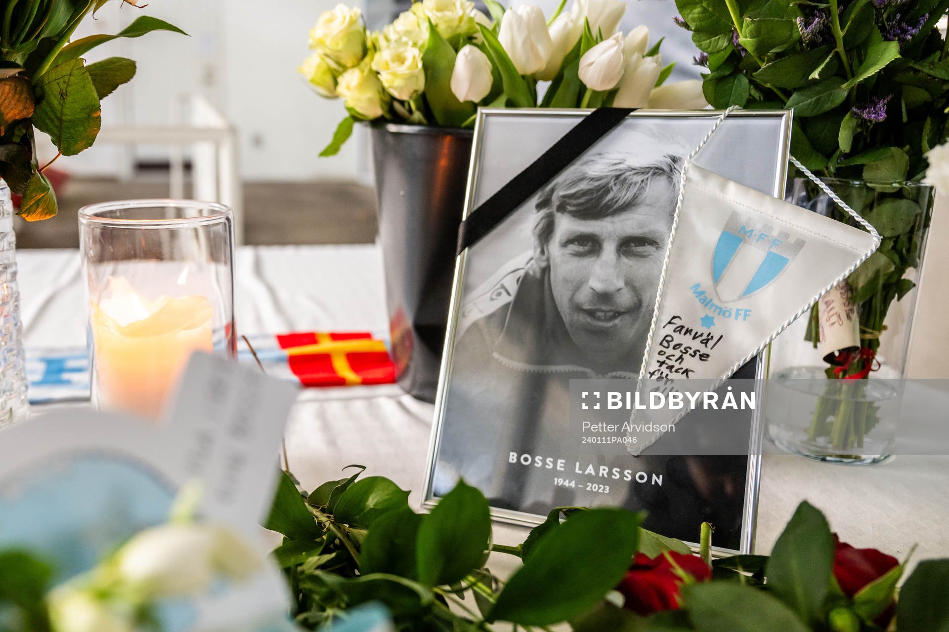 Minnesceremoni för Bosse Larsson på Malmö Stadion