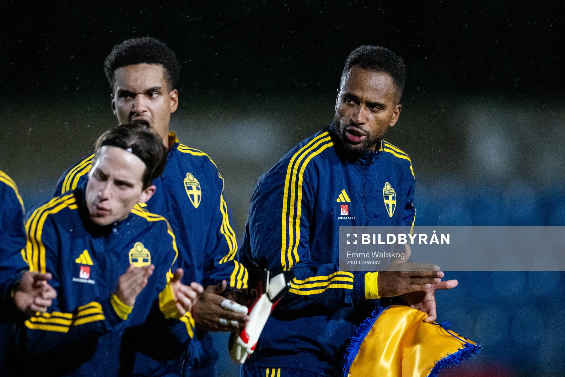 Goalkeeper Oliver Dovin and Isaac Kiese Thelin of Sweden