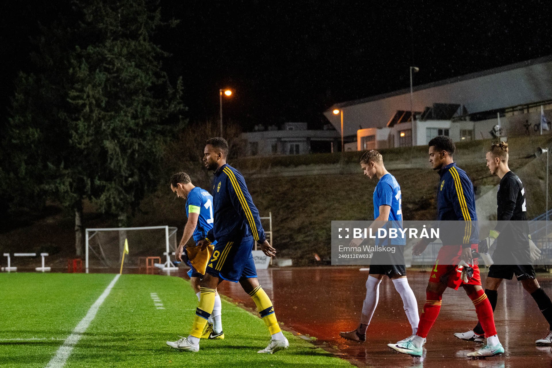 Goalkeeper Oliver Dovin and Isaac Kiese Thelin of Sweden ahead of the international friendly football match between Sweden and Estonia on January 12, 2024 in Paphos.