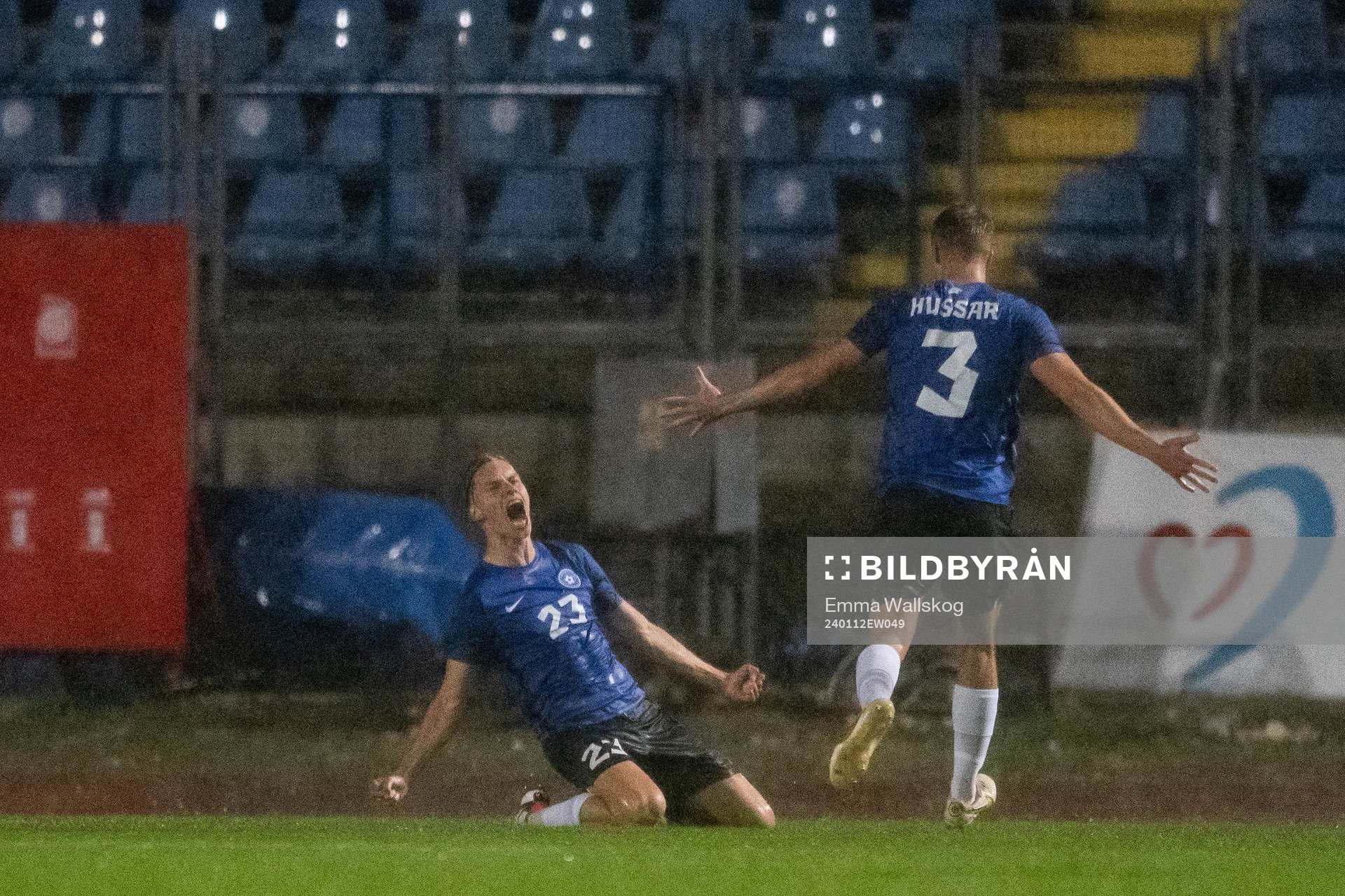 Kevor Palumets of Estonia celebrates the 0-1 goal during the international friendly football match between Sweden and Estonia on January 12, 2024 in Paphos.