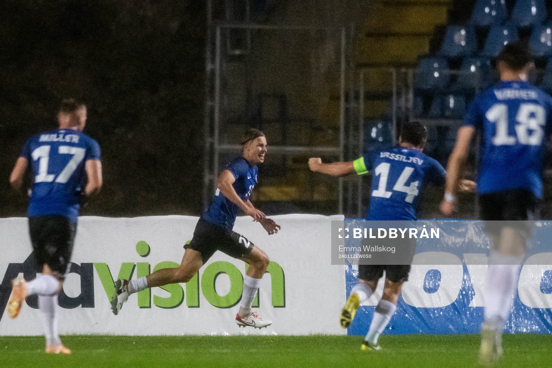 Kevor Palumets of Estonia celebrates the 0-1 goal during the international friendly football match between Sweden and Estonia on January 12, 2024 in Paphos.