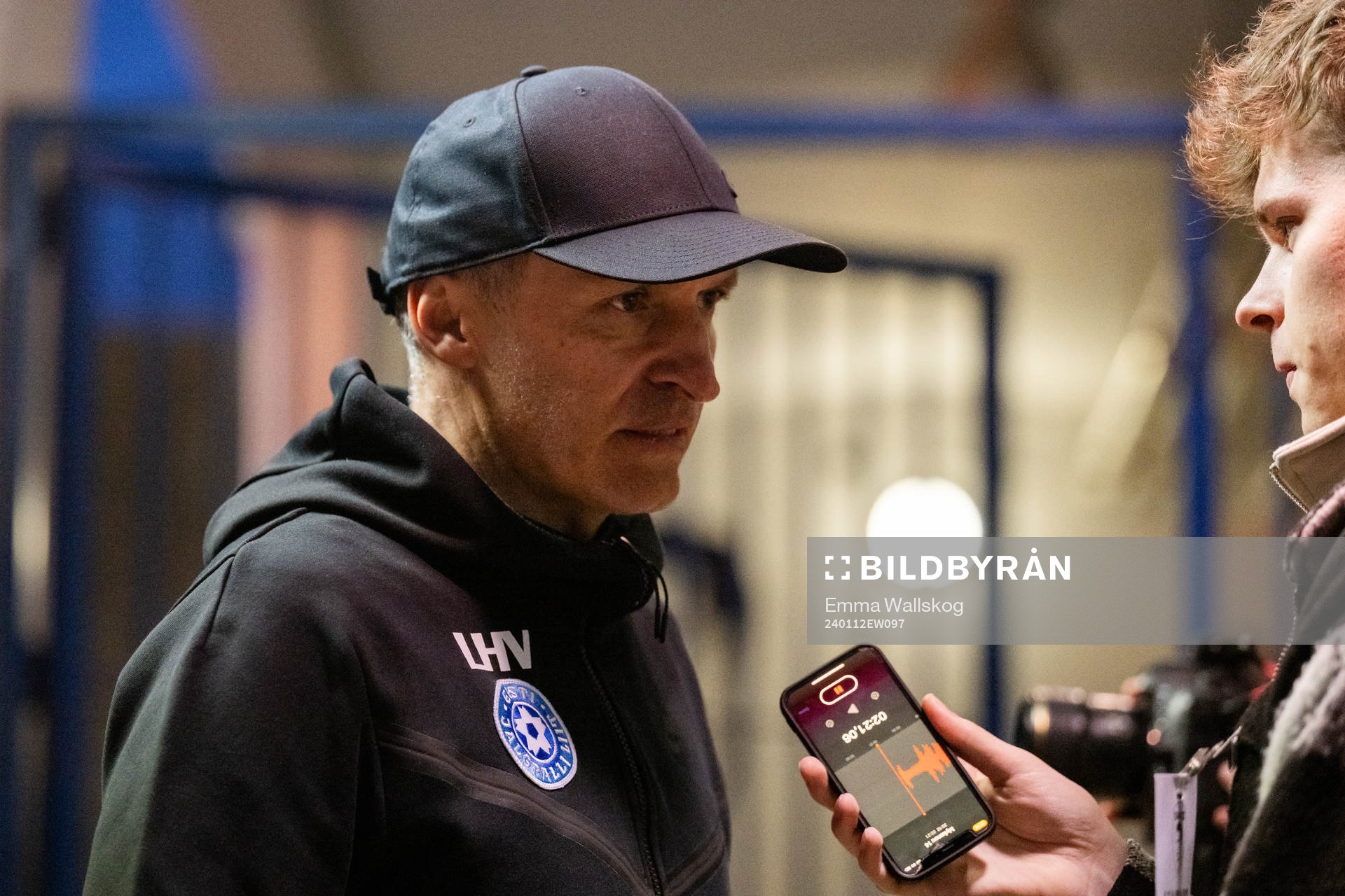 Head coach Thomas Häberli of Estonia in the mixed zone after the international friendly football match between Sweden and Estonia on January 12, 2024 in Paphos.