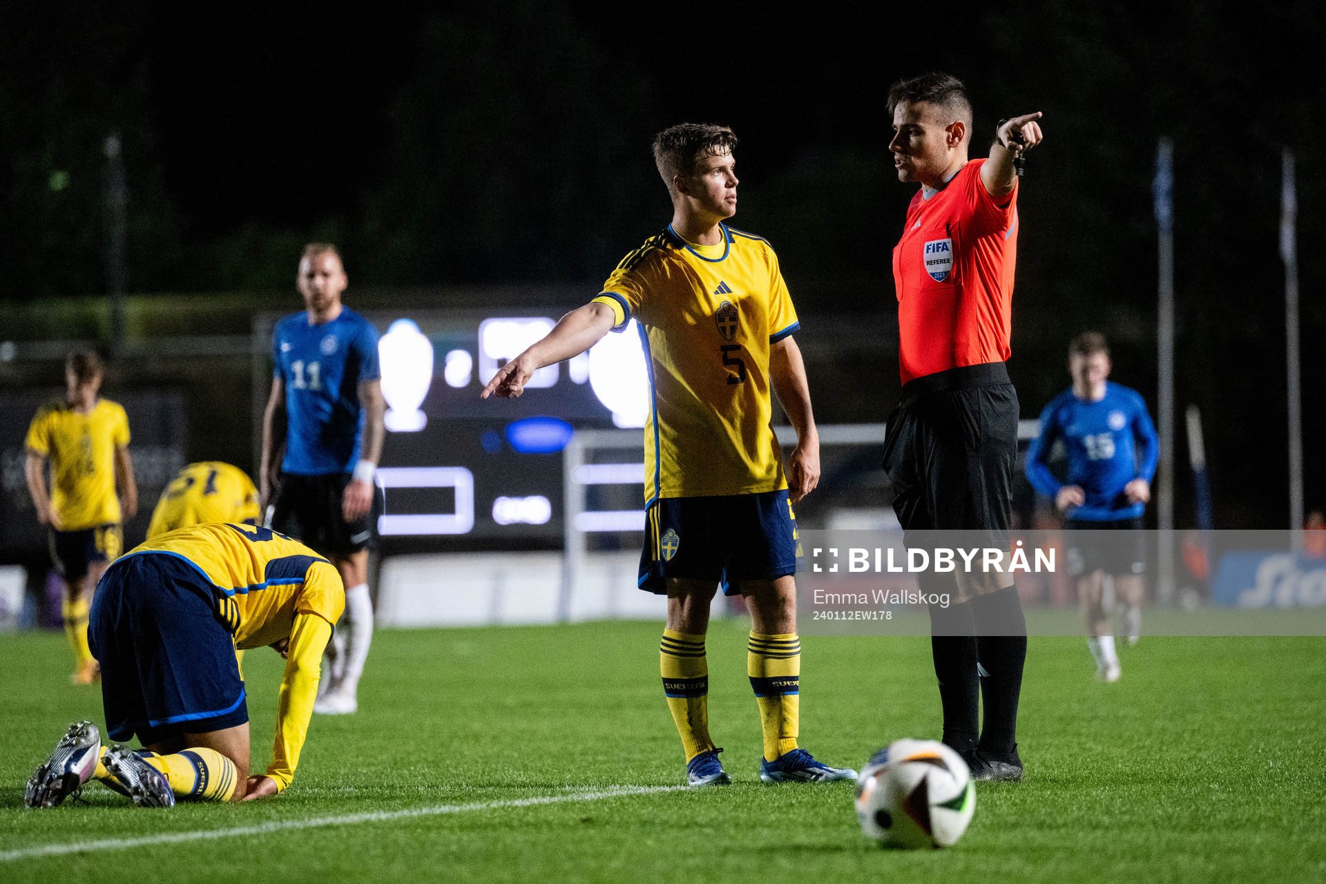 Samuel Dahl of Sweden reacts to decision by referee