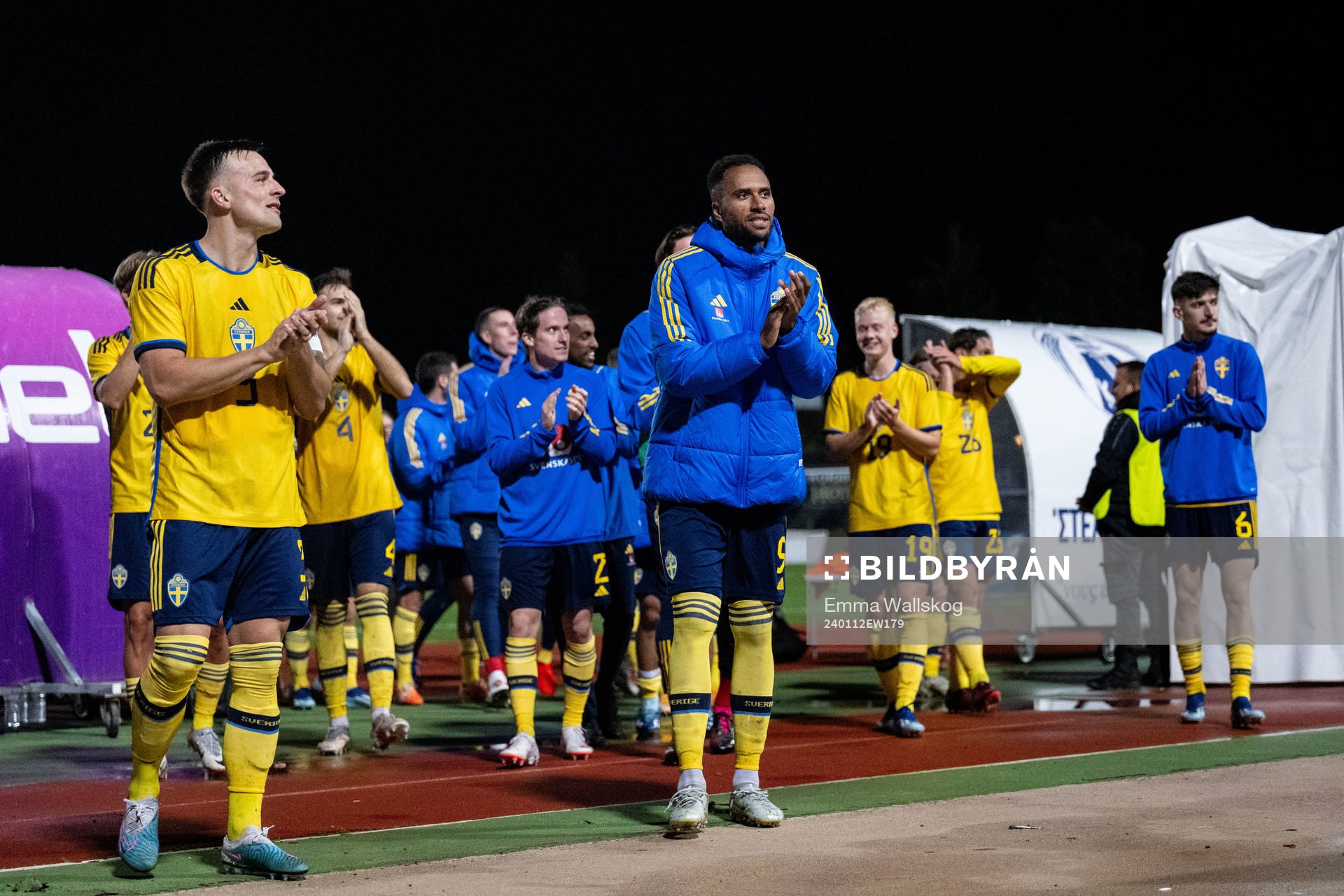 Henrik Castegren and Isaac Kiese Thelin of Sweden celebrate
