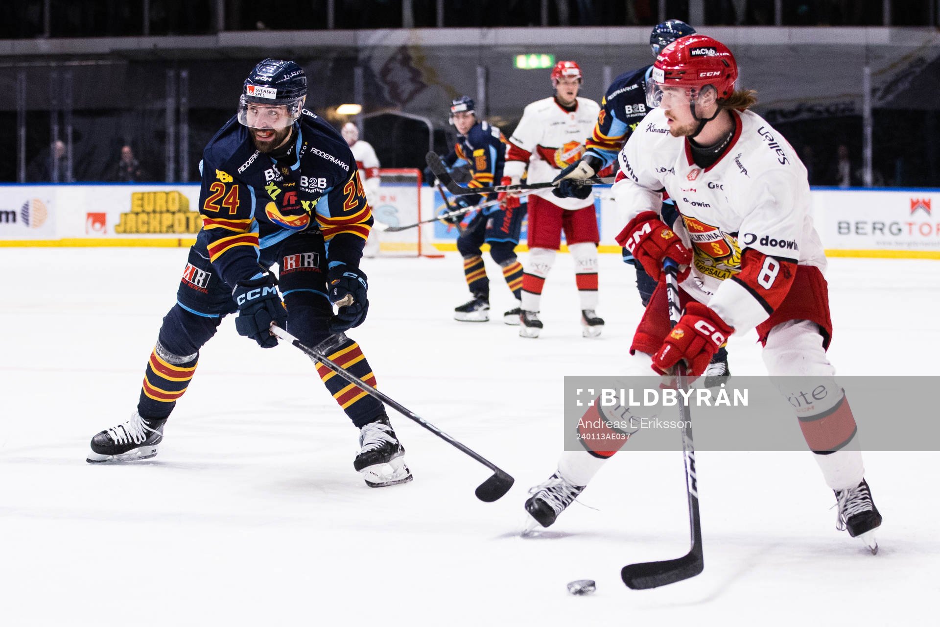 Djurgårdens Ludvig Rensfeldt och Almtunas Kalle Eriksson