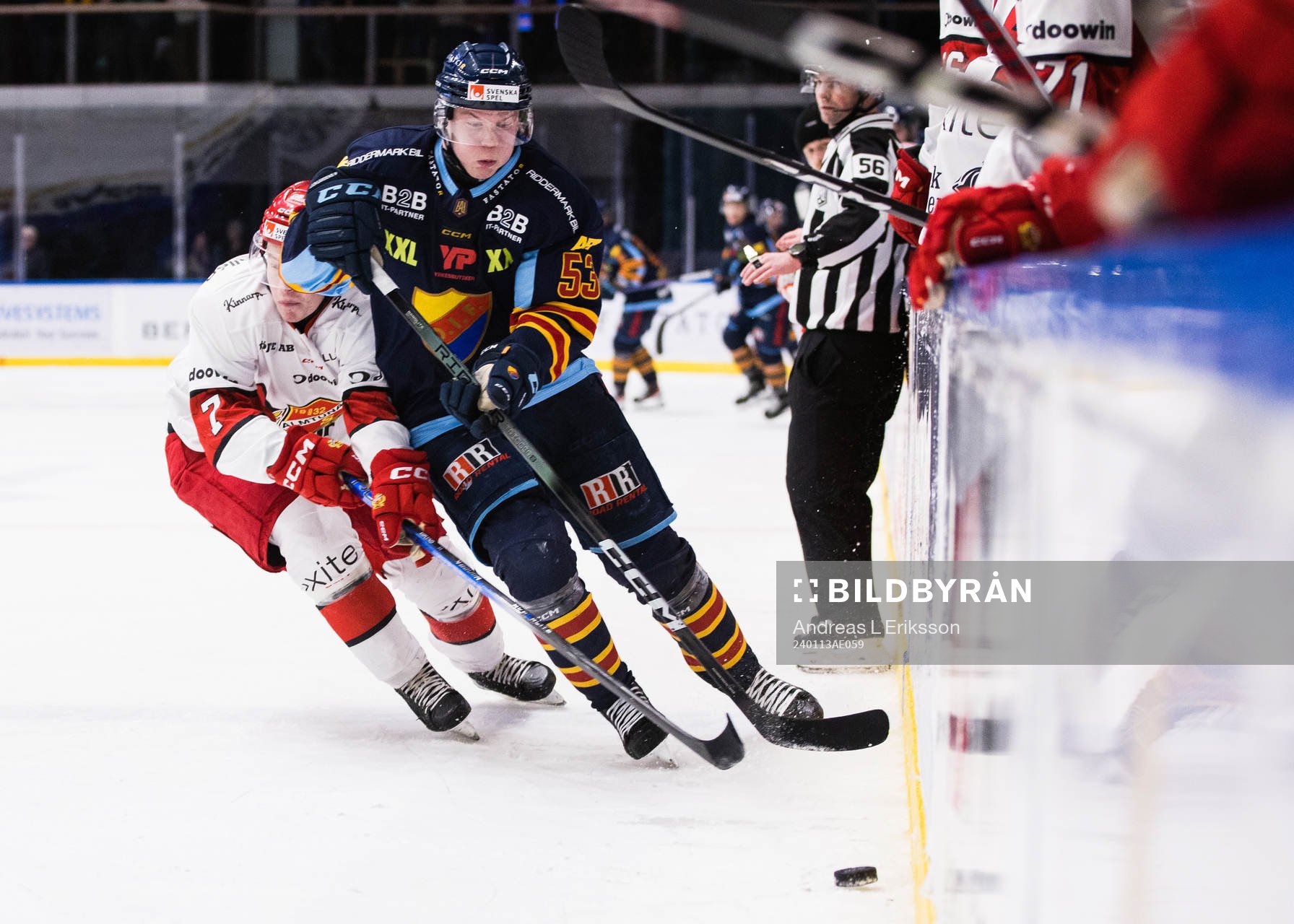Almtunas Oskar Asplund och Djurgårdens David Blomgren