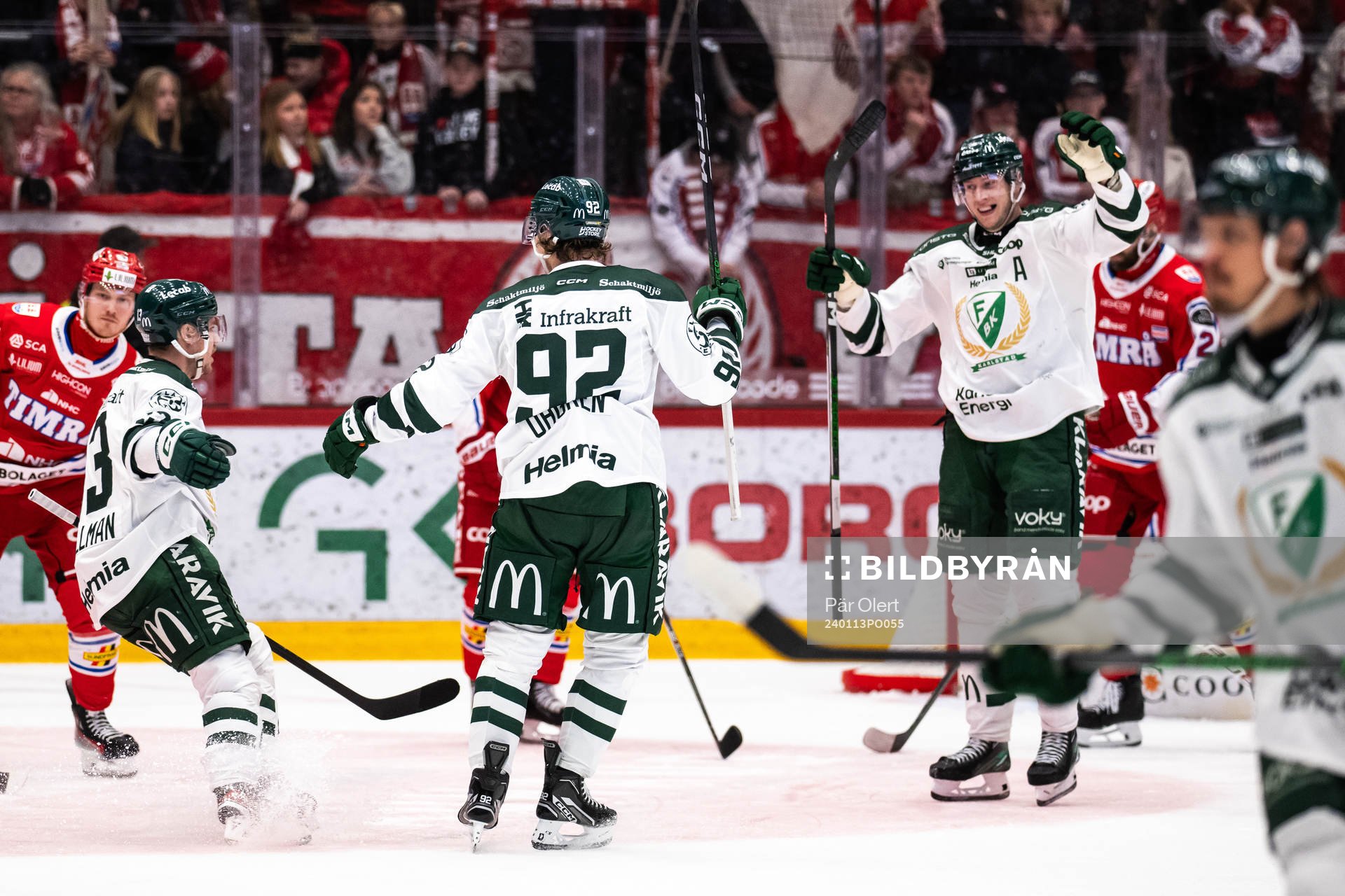 Färjestads Liam Öhgren jublar
