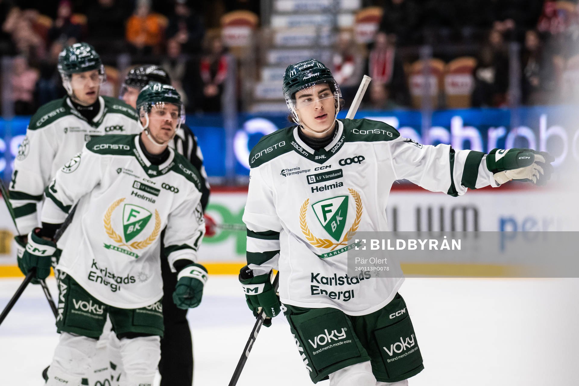 Färjestads Liam Öhgren jublar