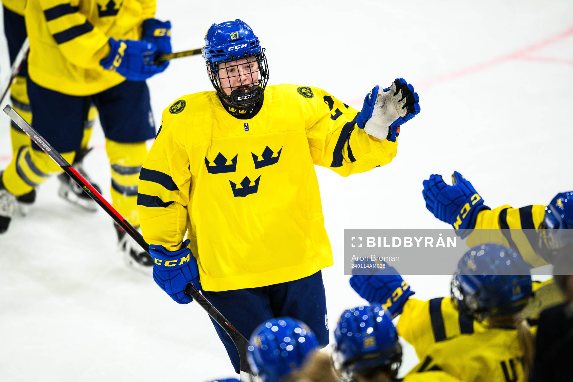Anna Brenkle of Sweden celebrates