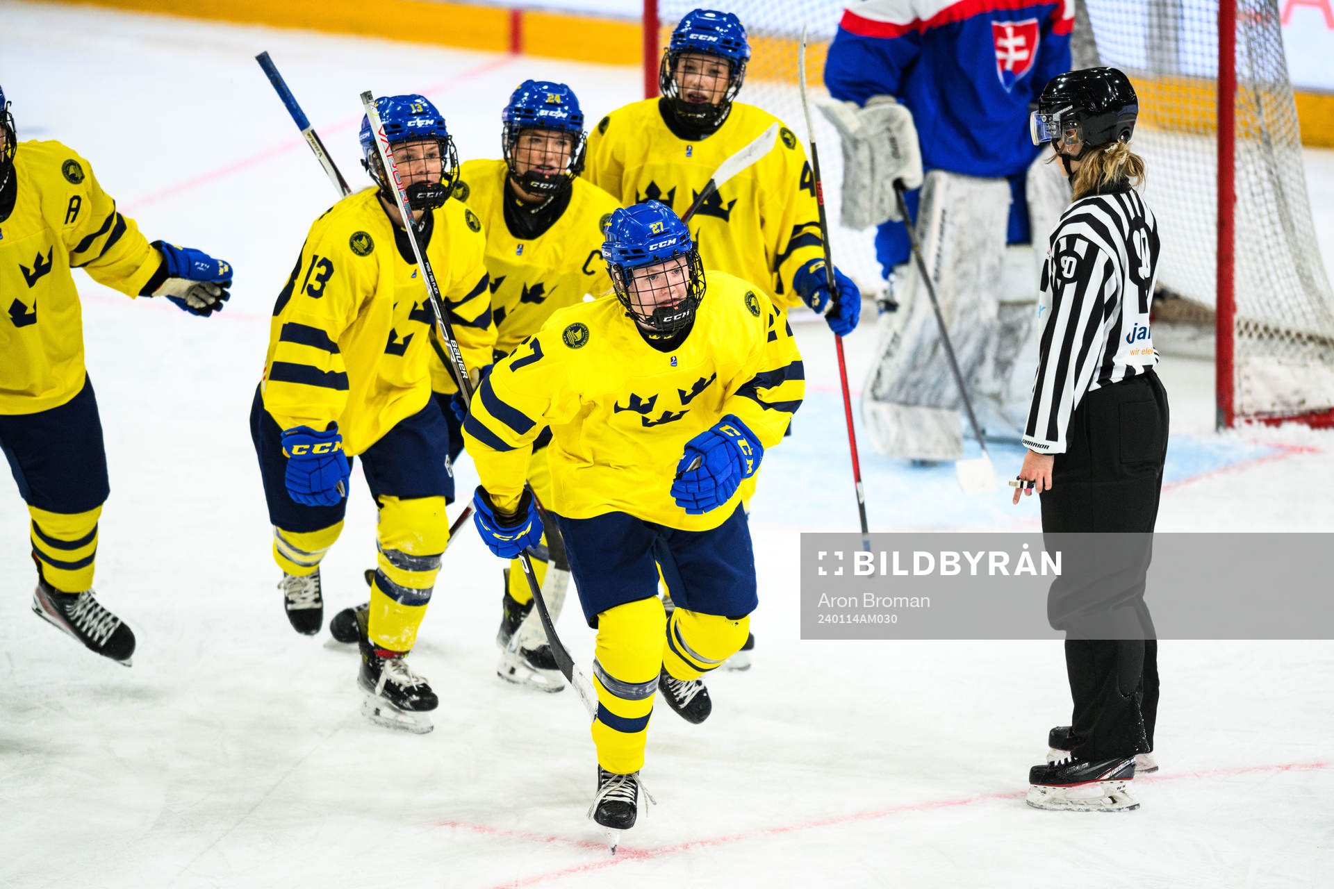 Anna Brenkle of Sweden celebrates