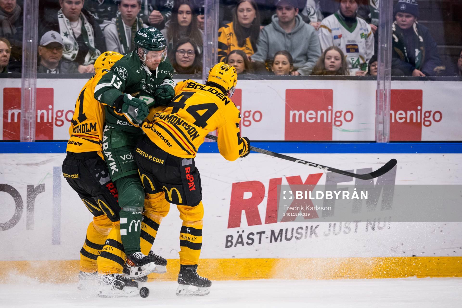 Färjestads Joel Kellman och Skellefteås Elias Salomonsson