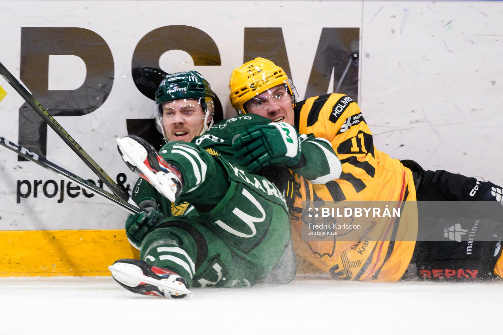 Färjestads Joel Kellman och Skellefteås Max Lindholm