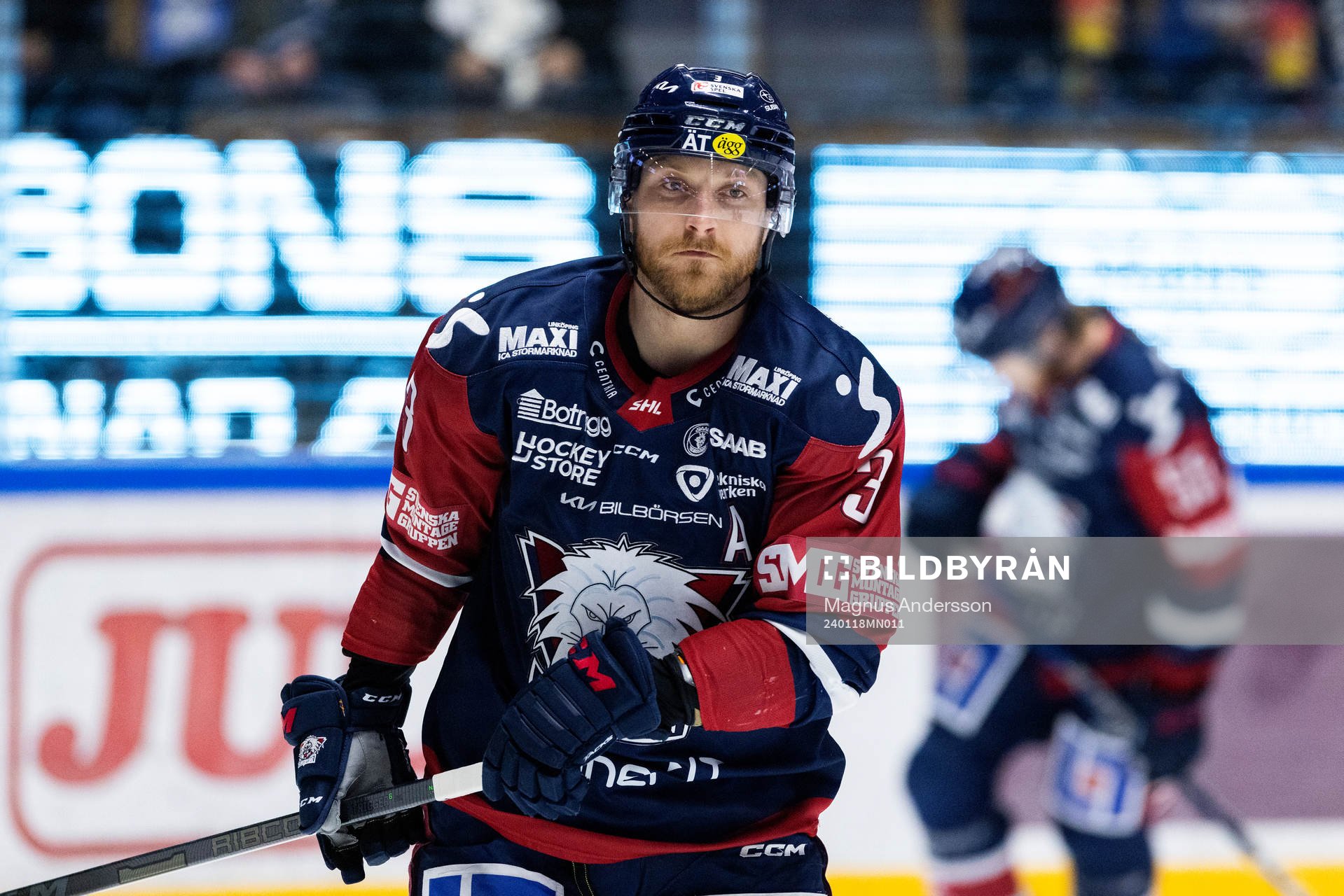 Linköpings Linus Hultström på uppvärmningen