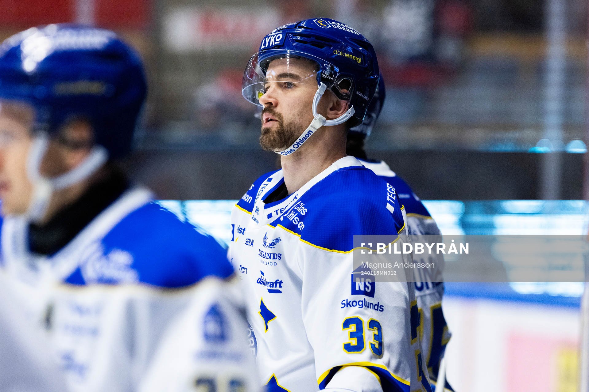Leksands Eddie Larsson på uppvärmningen