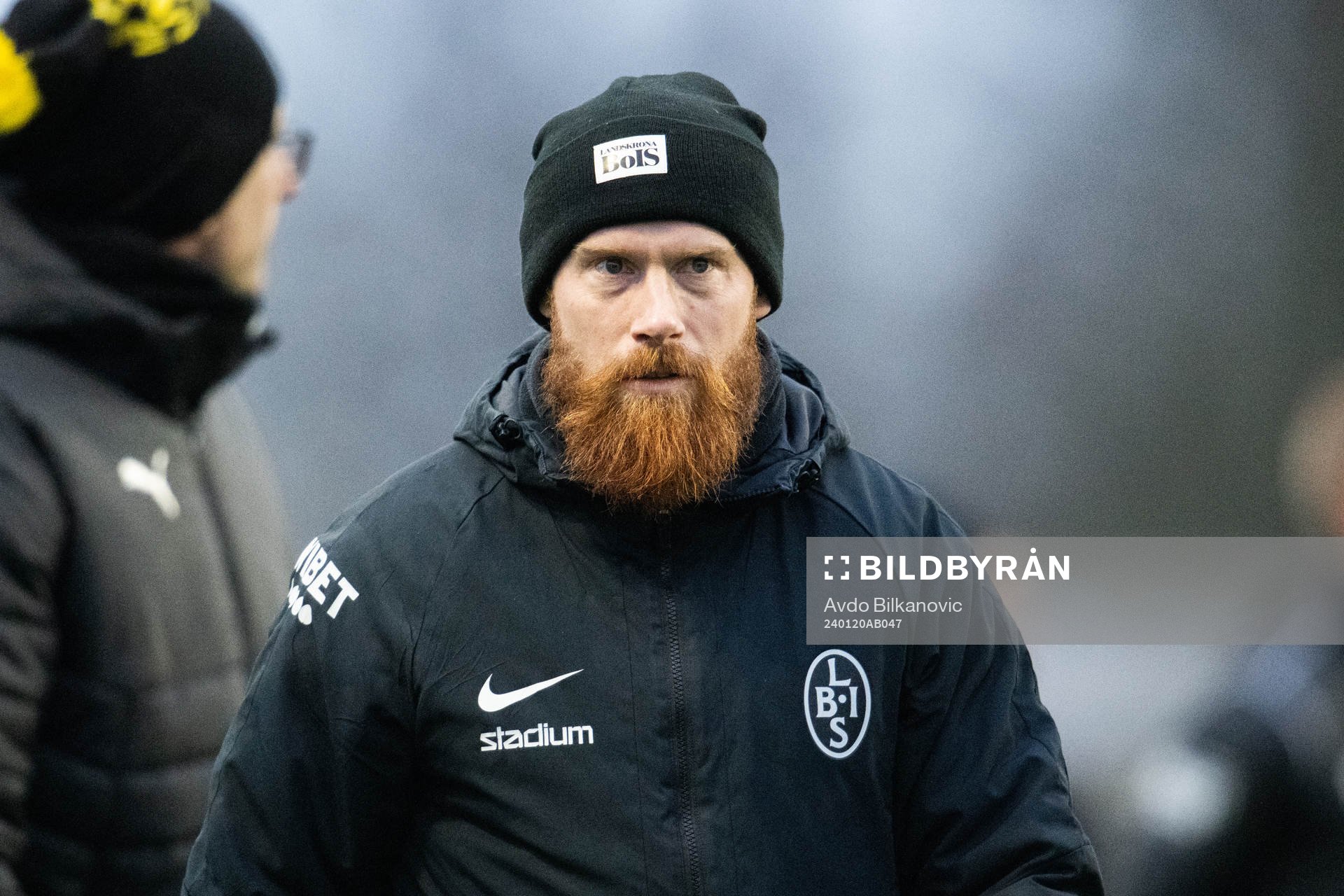 Landskronas tränare Max Mölder under fotbollsmatchen i träningsmatchen mellan Landskrona BOIS och Mjällby den 20 januari 2024 i Landskrona.