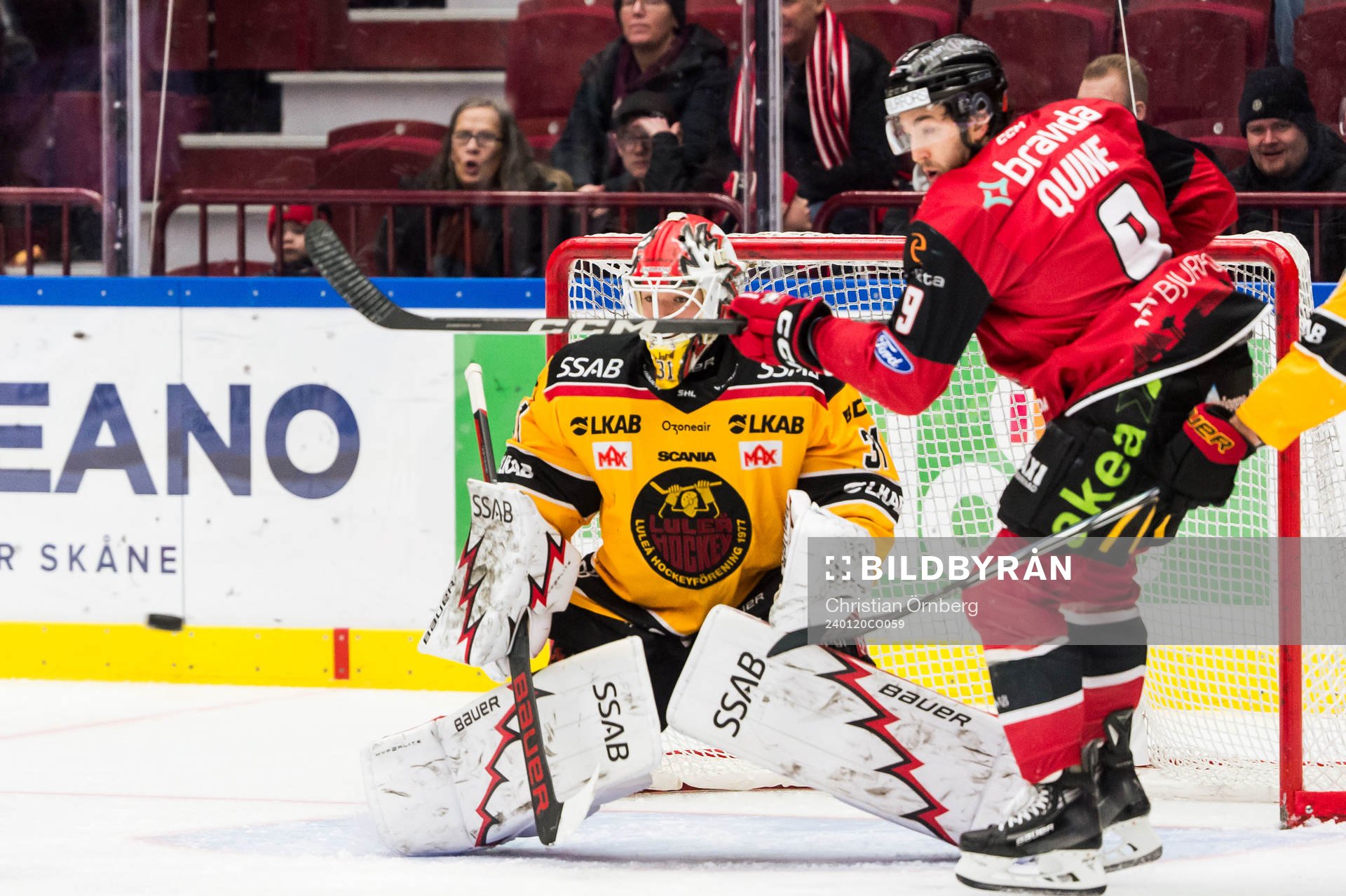 Malmö Redhawks Alan Quine och Luleås målvakt Matteus Ward