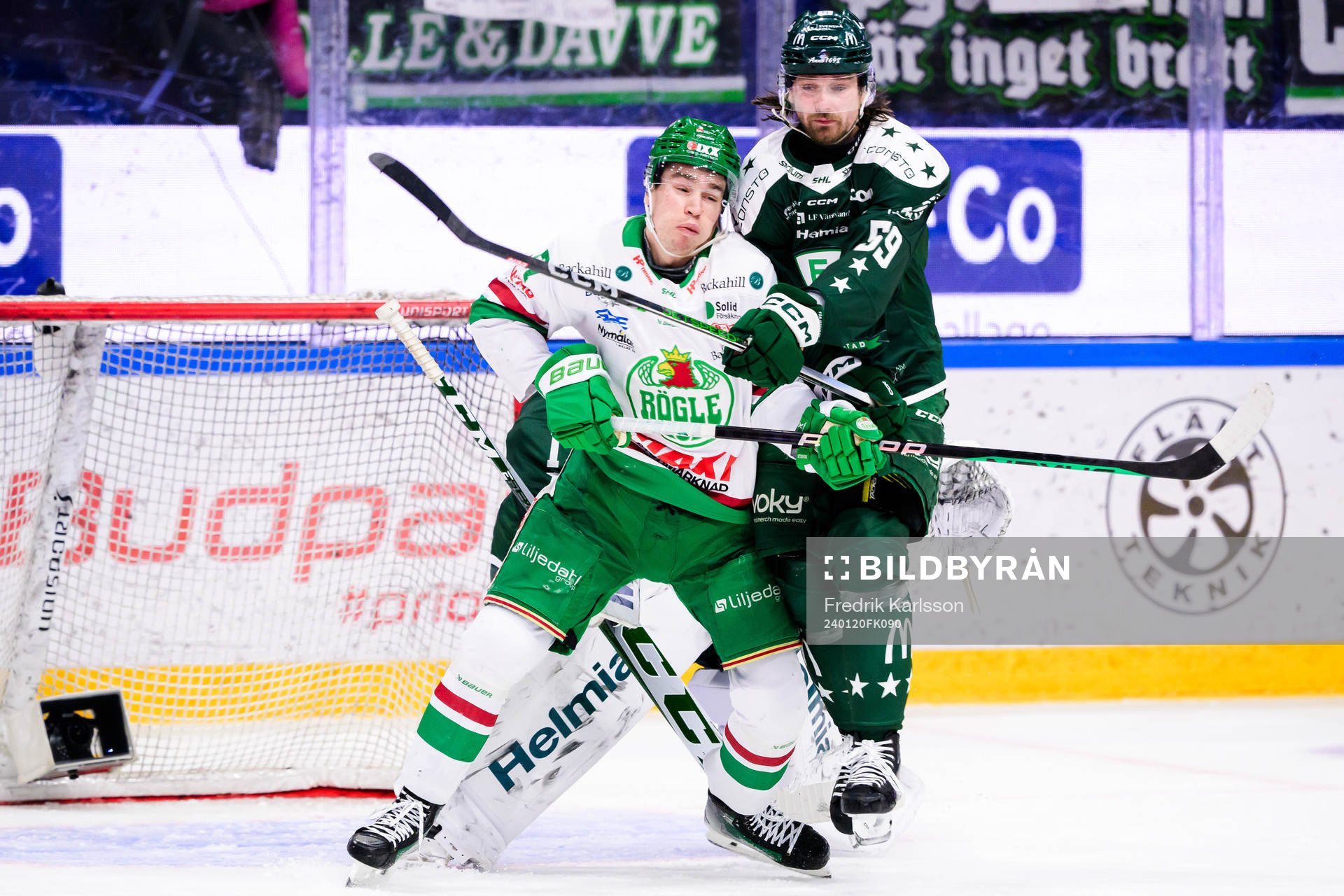 Rögles Albin Sundsvik och Färjestads Linus Johansson