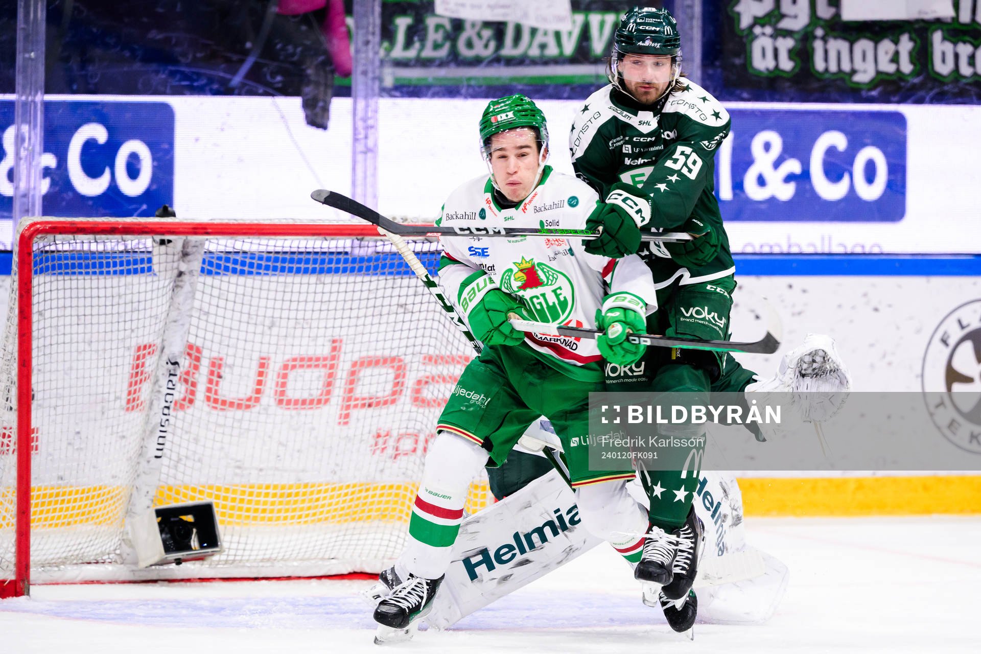 Rögles Albin Sundsvik och Färjestads Linus Johansson