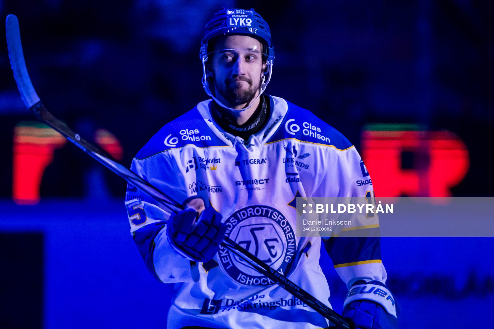 Leksands Max Veronneau innan ishockeymatchen i SHL mellan
