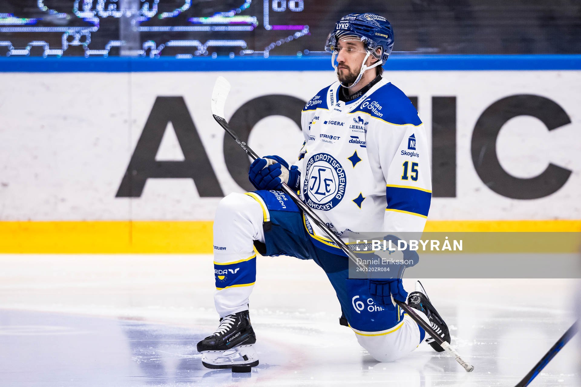 Leksands Max Veronneau innan ishockeymatchen i SHL mellan