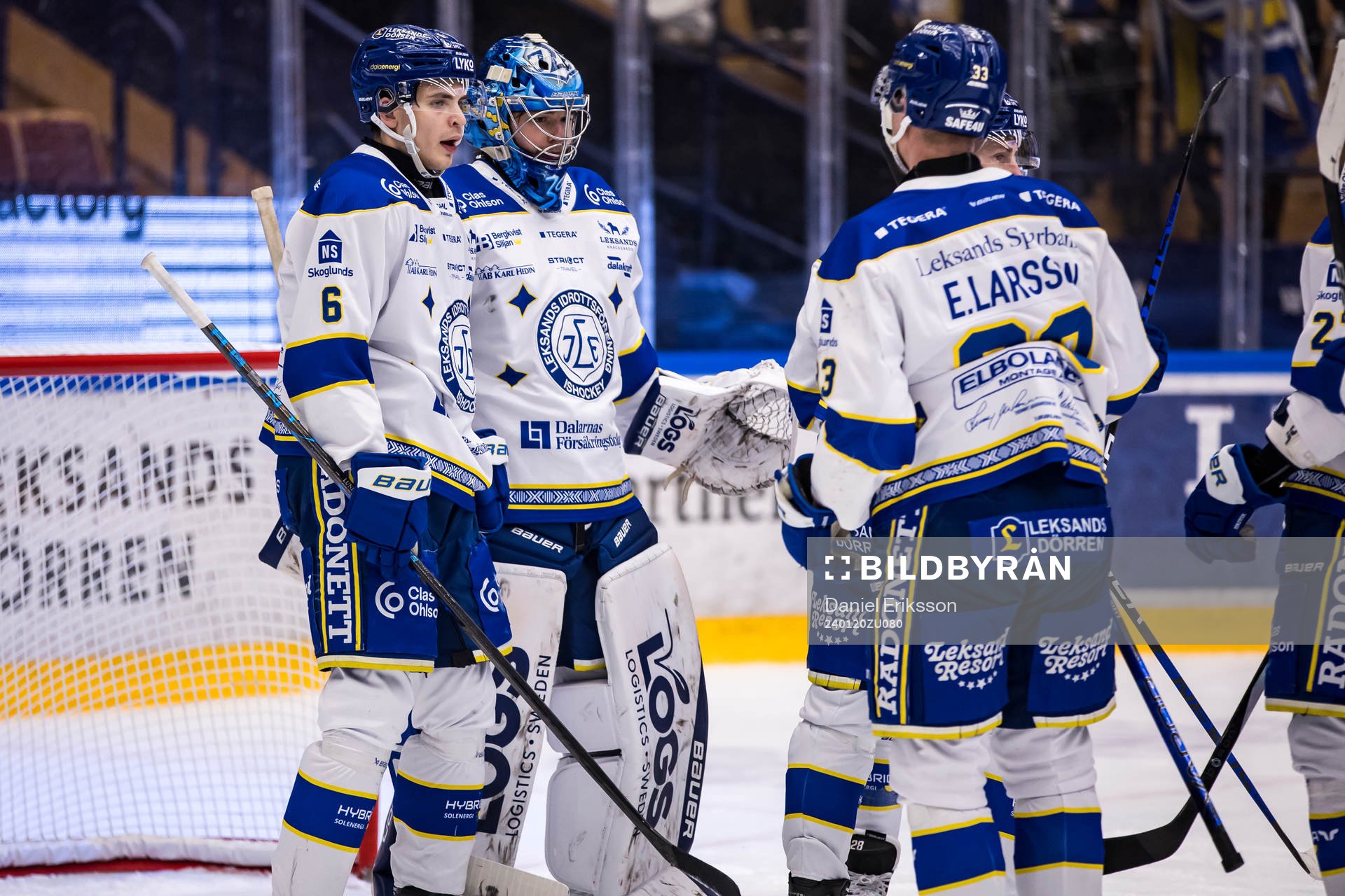 Leksands målvakt Filip Larsson och Alexander Lundqvist