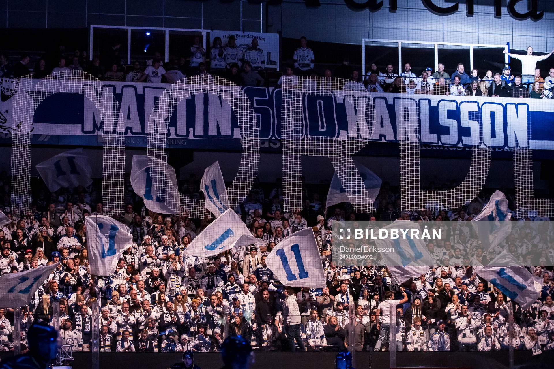 TIFO för Leksands Martin Karlsson innan ishockeymatchen i