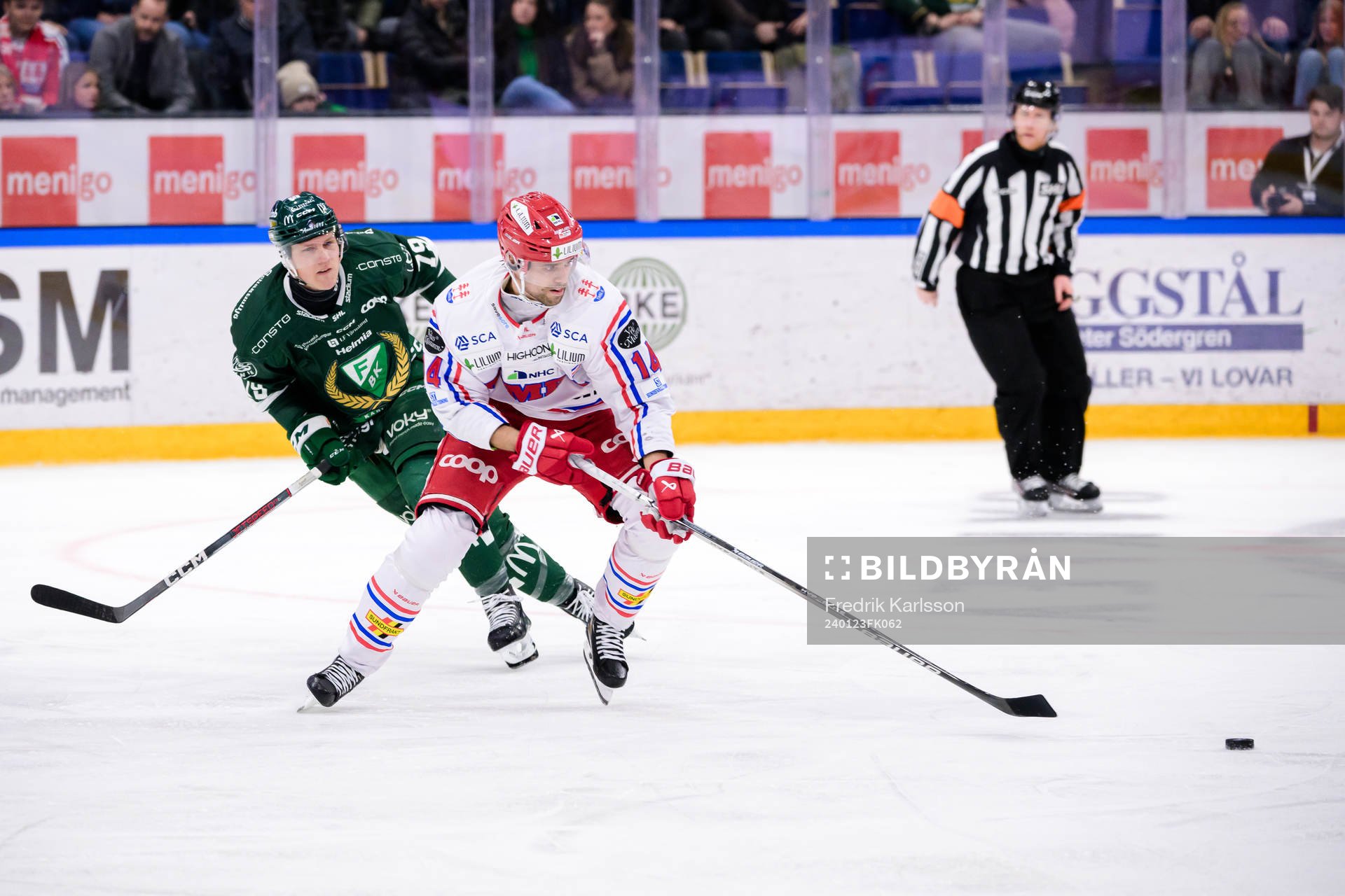 Färjestads Patrik Lundh och Timrås Emil Pettersson