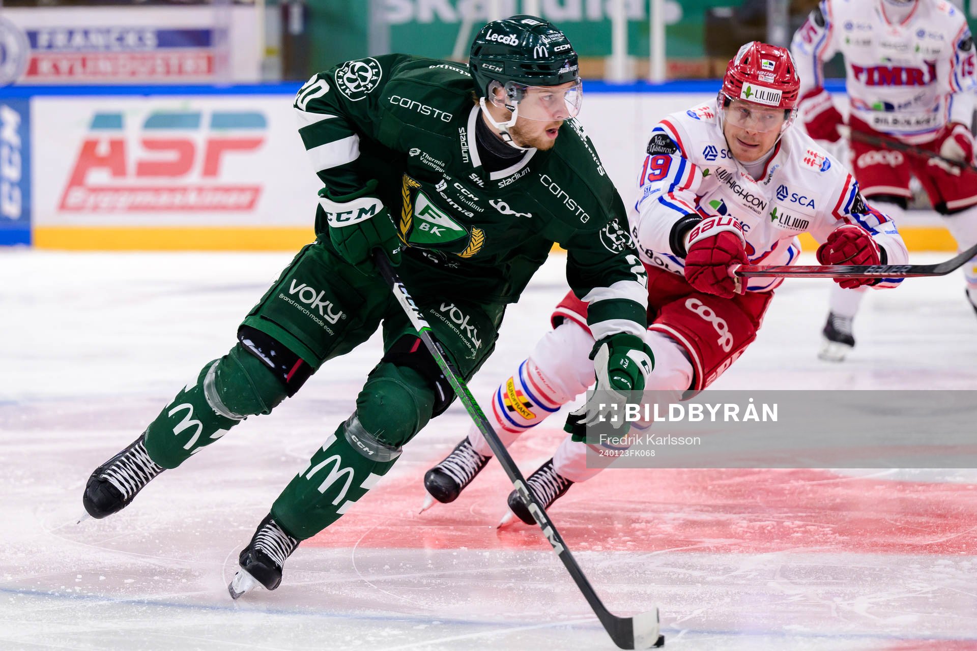 Färjestads Marcus Westfält och Timrås Erik Andersson