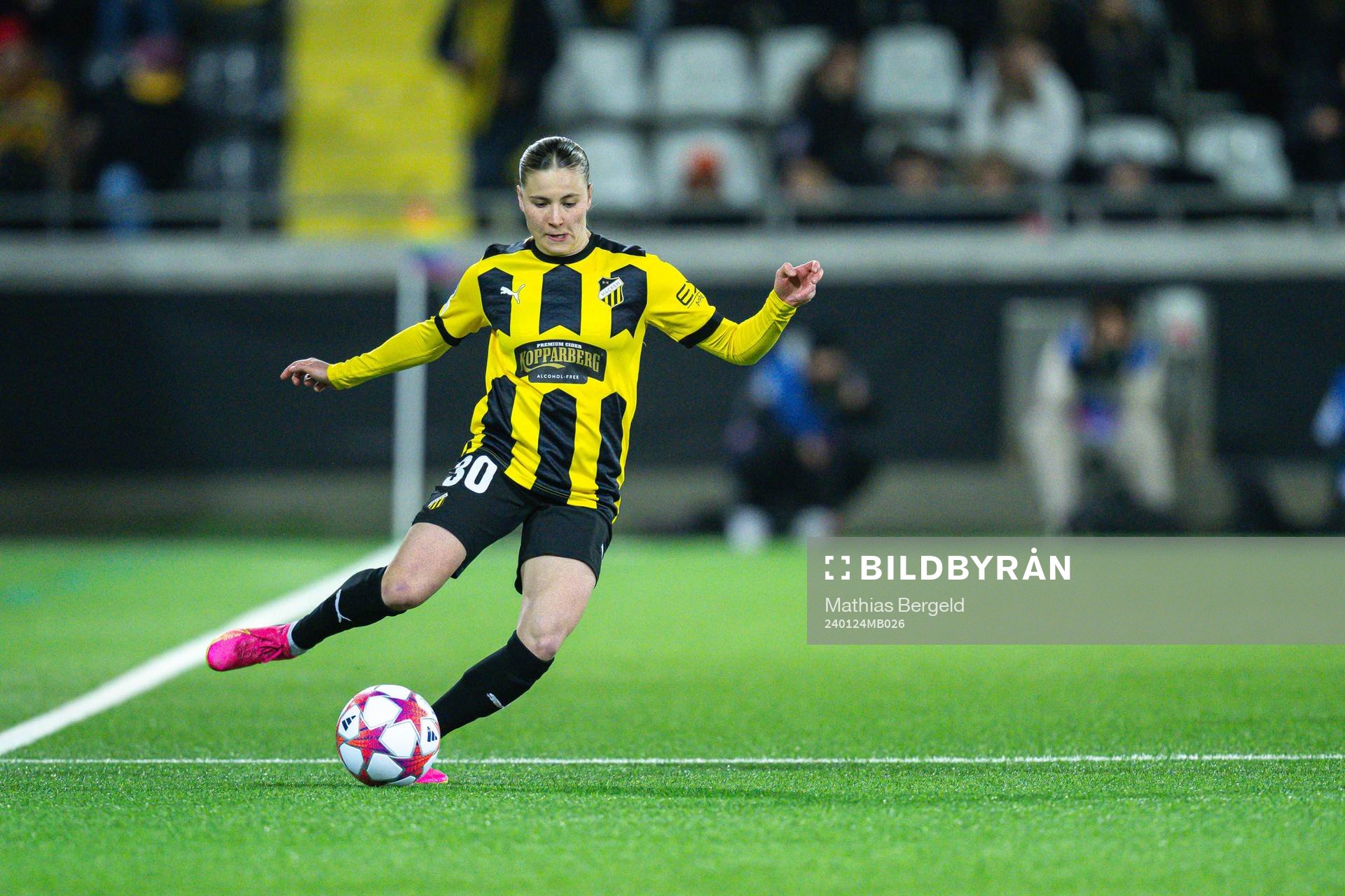 Katariina Kosola of Häcken during the UEFA Women's Champions League football match between Häcken and Paris FC on January 24, 2024 in Gothenburg.