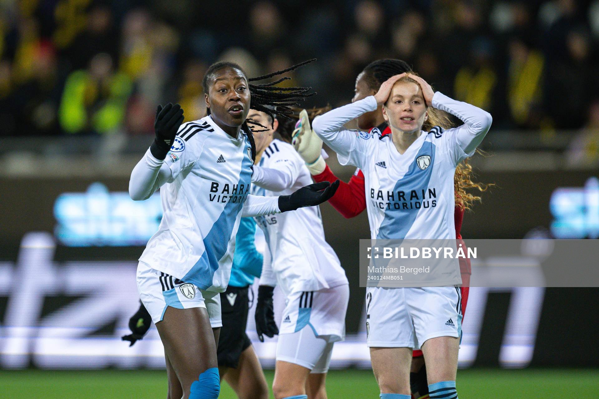 Tennisoun Sissoko and Celina Ould Hocine of Paris FC reacts